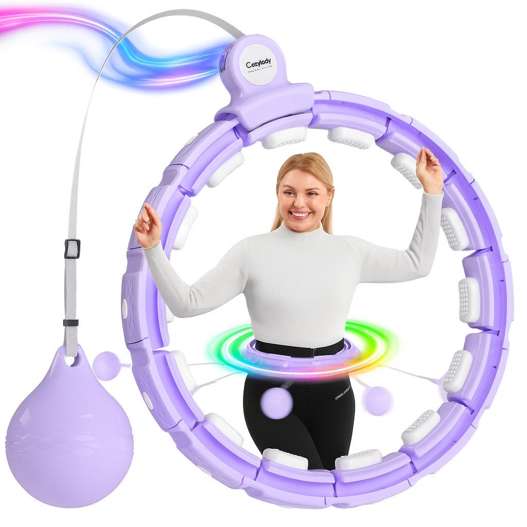 Diyarts Hula-Hoop-Reifen (Smart Hula Hoop), Smart Fitness Hoop TR002, LED, 60 dB leise, 18 Segmente, Akku