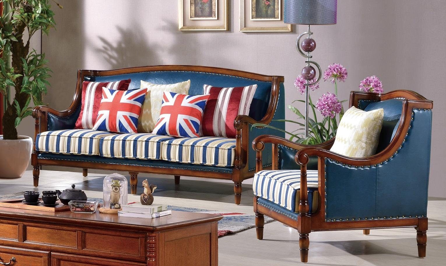 JVmoebel Sofa Amerikanische Möbel Sofagarnitur USA Sofa Couch Set 3+1 Sitzer, Made in Europe