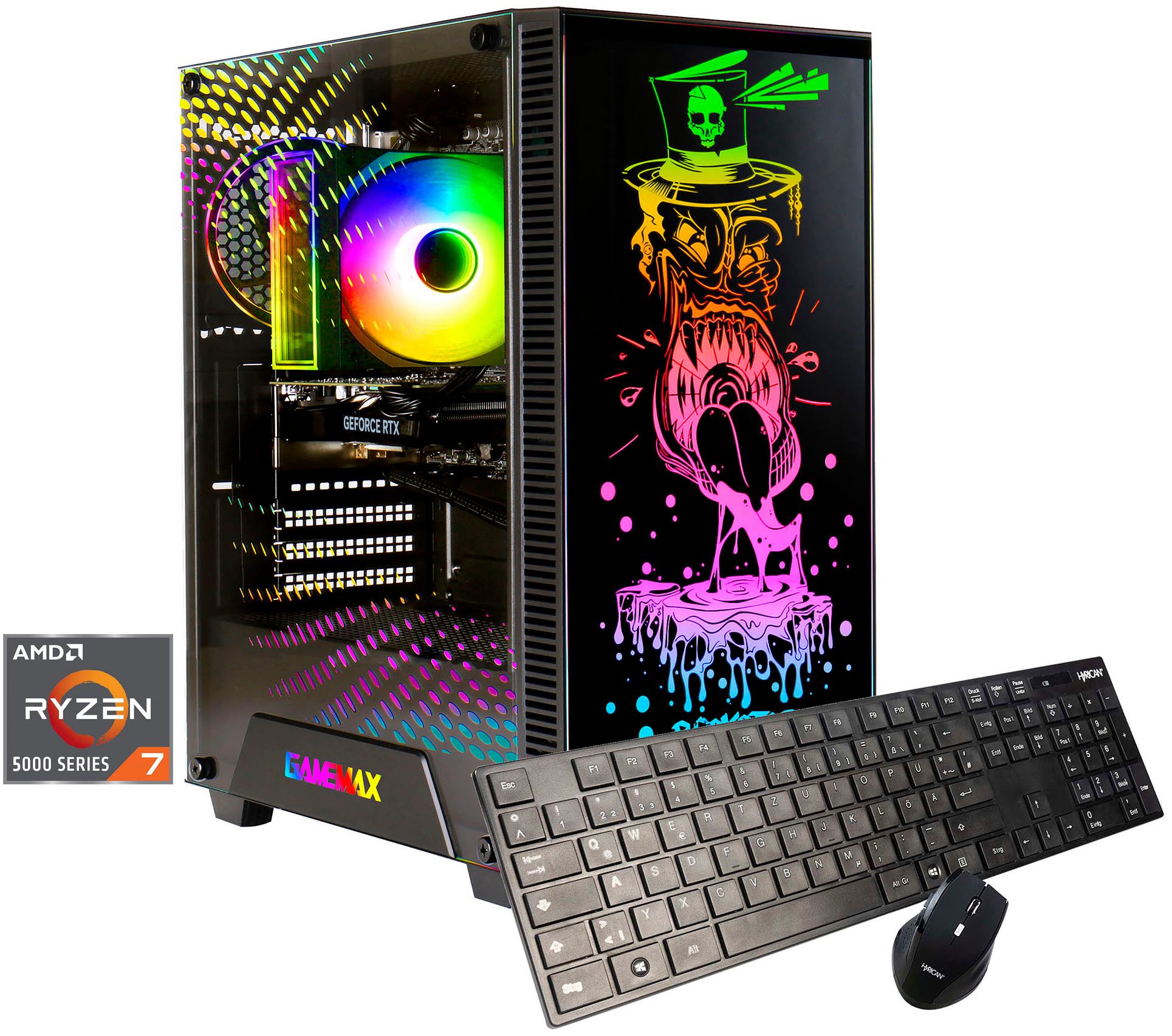 GAMEMAX Rockstar 8214 AMD Ryzen 7 5700X 32GB 1TB SSD RTX 3060 Gaming-PC (AMD Ryzen 7 5700X, RTX 3060, 32 GB RAM, 1000 GB SSD, Luftkühlung, Windows 11)