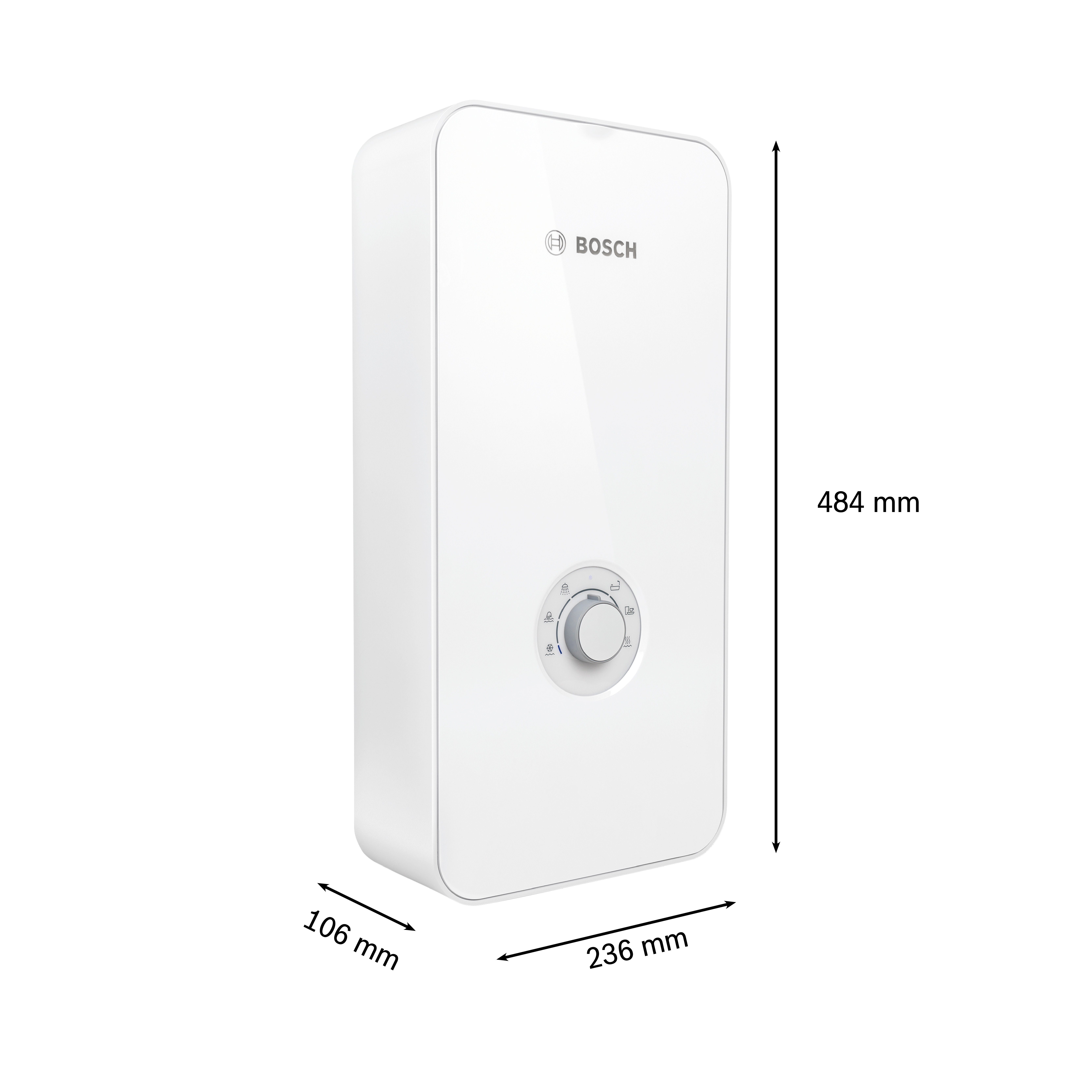BOSCH Durchlauferhitzer Tronic Comfort, Plus, Umschaltbar, druckfest, stufenlose Temperaturwahl, moderne Glas-Optik
