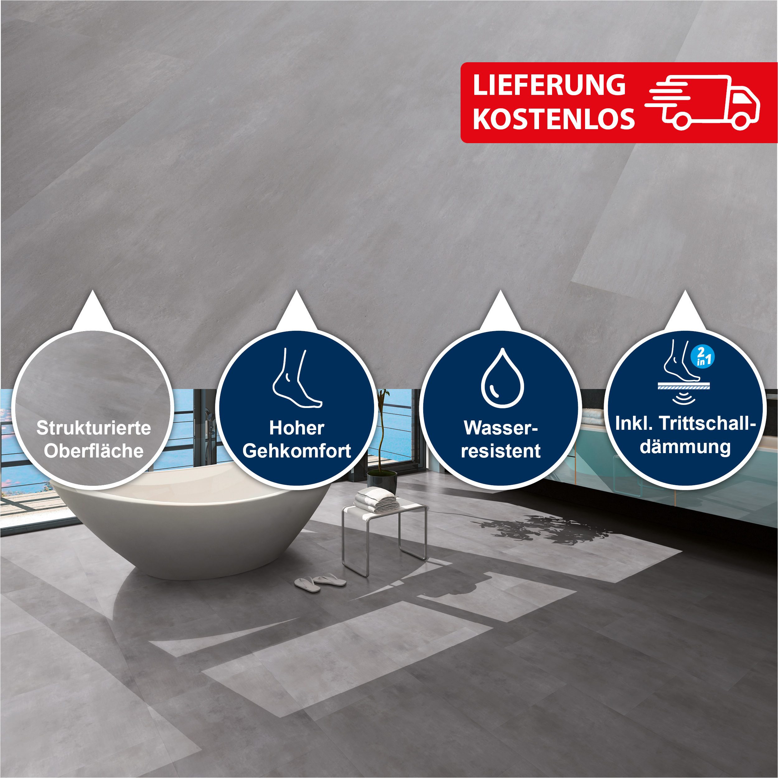 Strong SPC Designboden Handmuster Premium Klick-Vinylboden inkl. Trittschalldämmung, Handmuster / Farbmuster, Versandkostenfreie Lieferung, Inkl. Trittschalldämmung, Wasserfest und mit Klicksystem