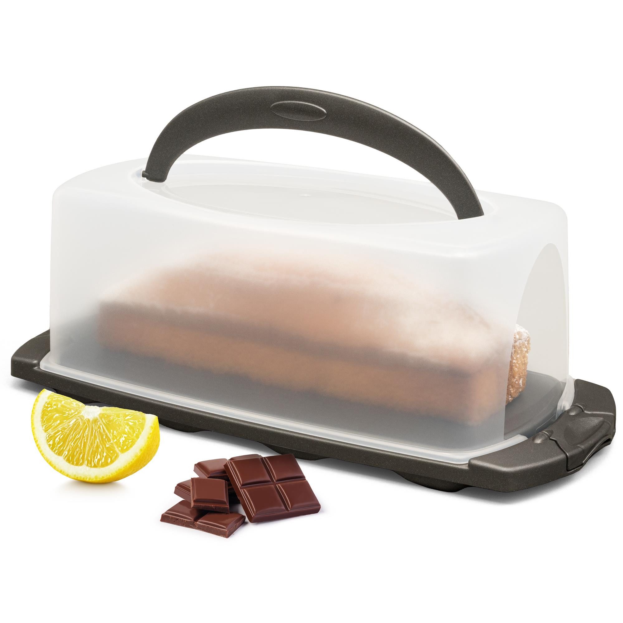 Hausfelder Kuchentransportbox Kuchentransportbox rechteckig (Kastenkuchen), (Set, 1-tlg., 1 Box), mit Klick-Verschlüssen, spülmaschinenfest, BPA-frei