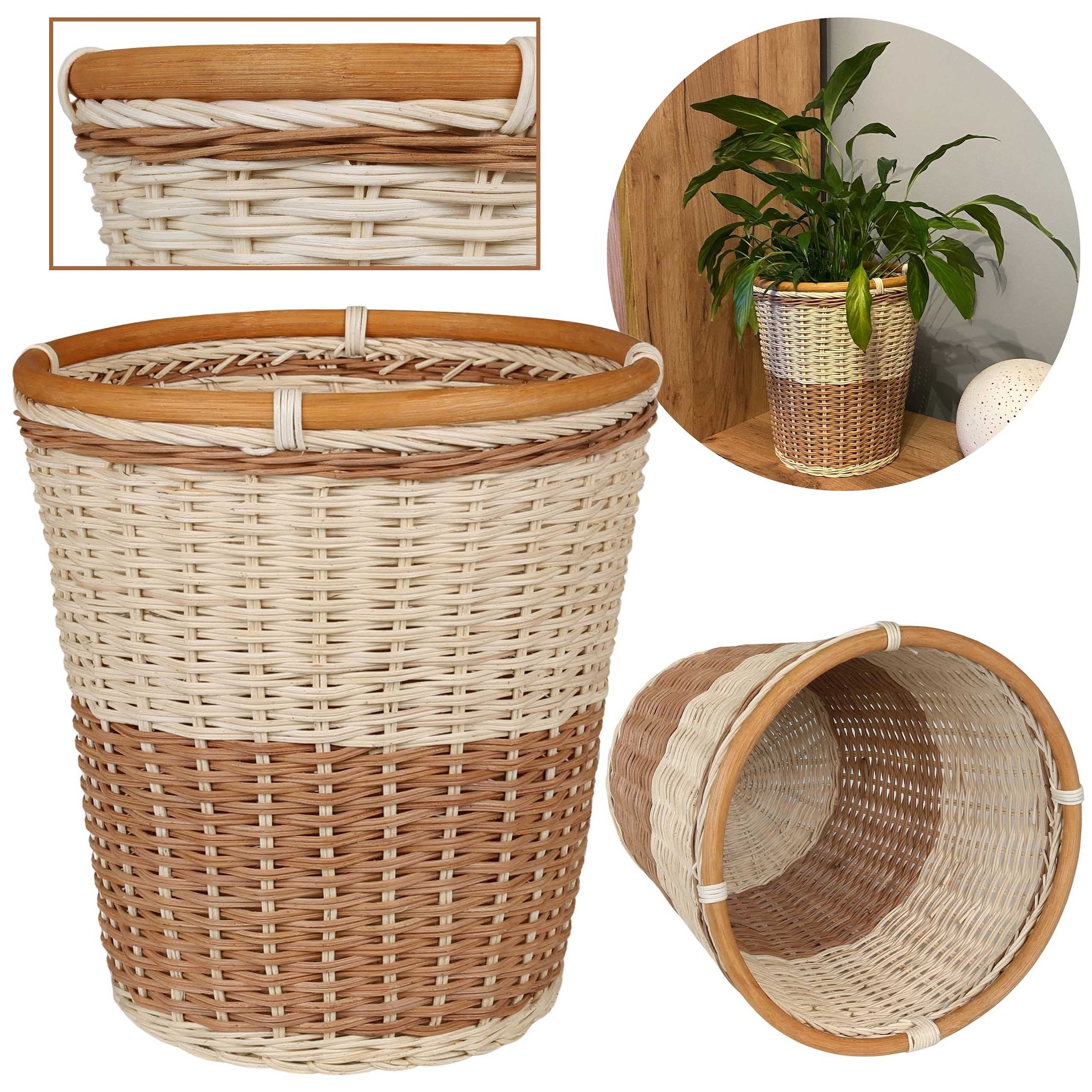 YARNOW Runder Rattankorb Aus Geflochtenem Stroh - Aufbewahrungsbox Für Fernbedienungen & Kleinigkeiten (13x13cm, Hellbraun)