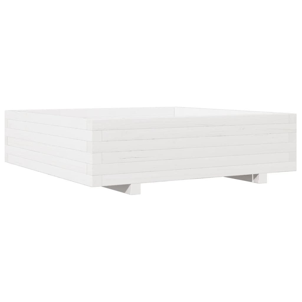 furnicato Hochbeet Pflanzkübel aus massivholz Weiß 90 x 90 x 26,5 cm