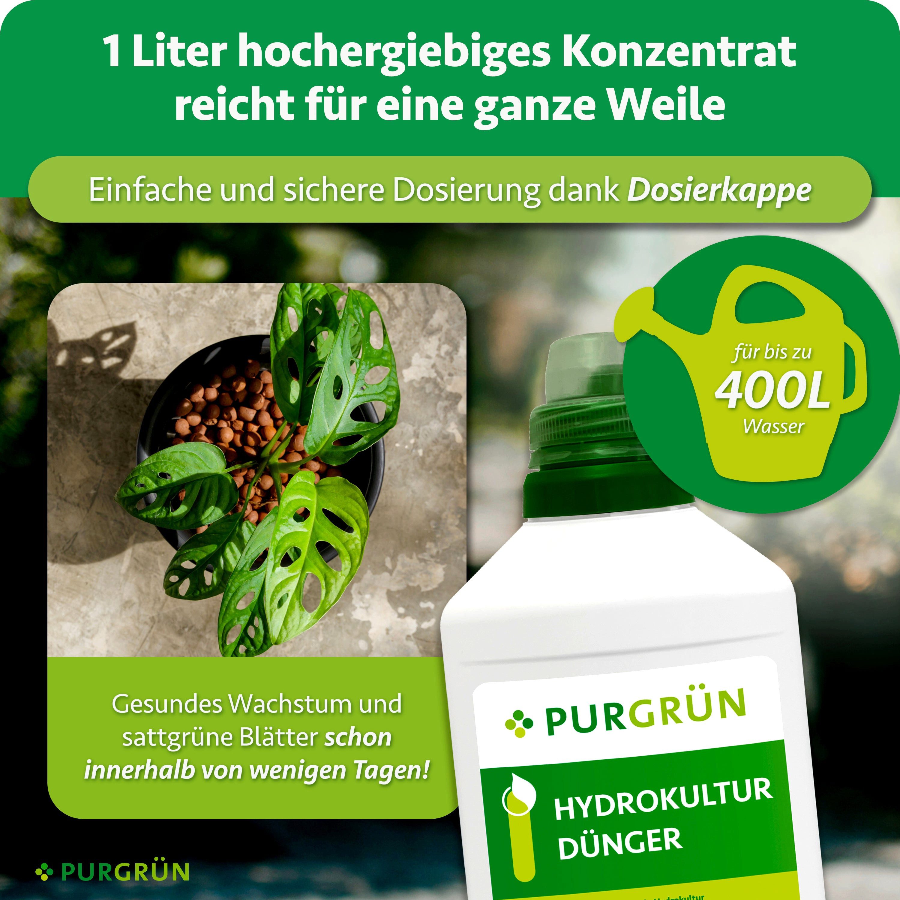 Purgrün Pflanzendünger Hydrokultur Dünger, NPK 7+3+6, Wachstum, 1 Liter, Flüssigdünger, 1-St., 1 Liter – Bild 4 von 5
