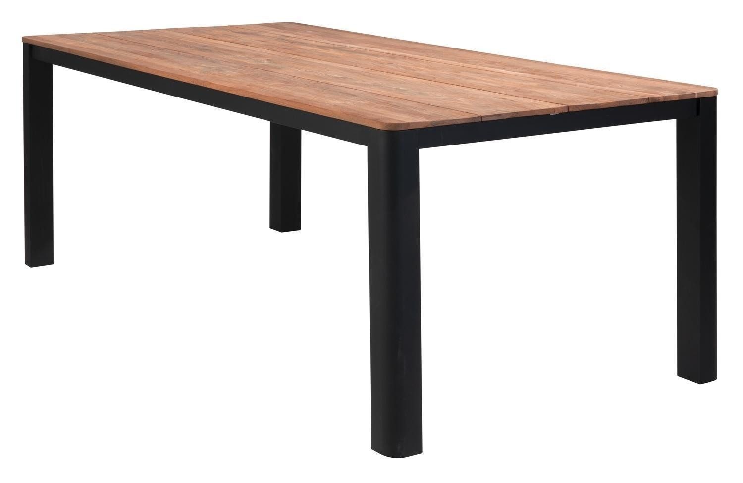 Gartentisch ROMA, B 200 x T 100 cm, Aluminium, Braun, Schwarz