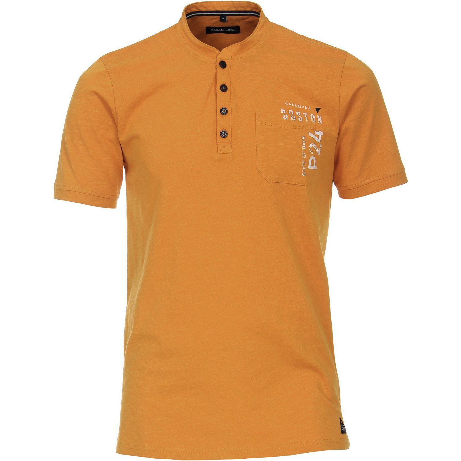 CASAMODA Rundhalsshirt Große Größen Herren Henley T-Shirt orange modisch CasaModa