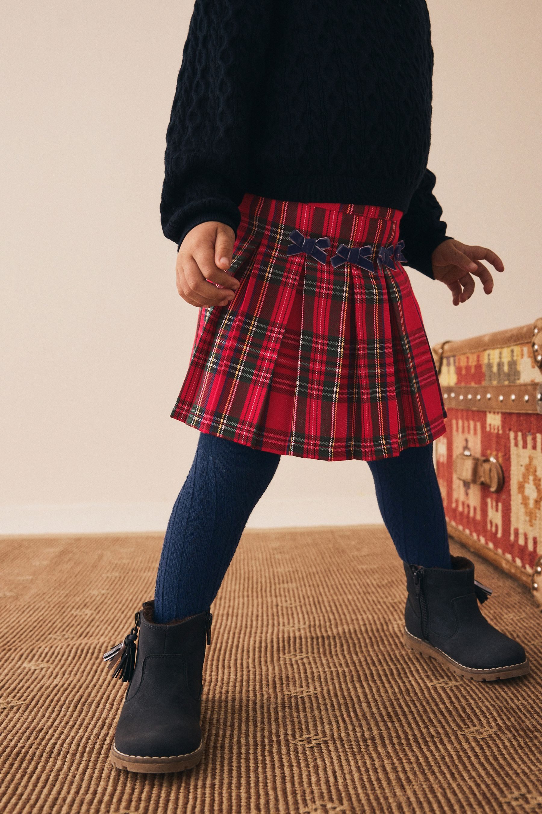 Next Karorock Tartan-Rock mit Schleife und Strumpfhose (2-tlg)