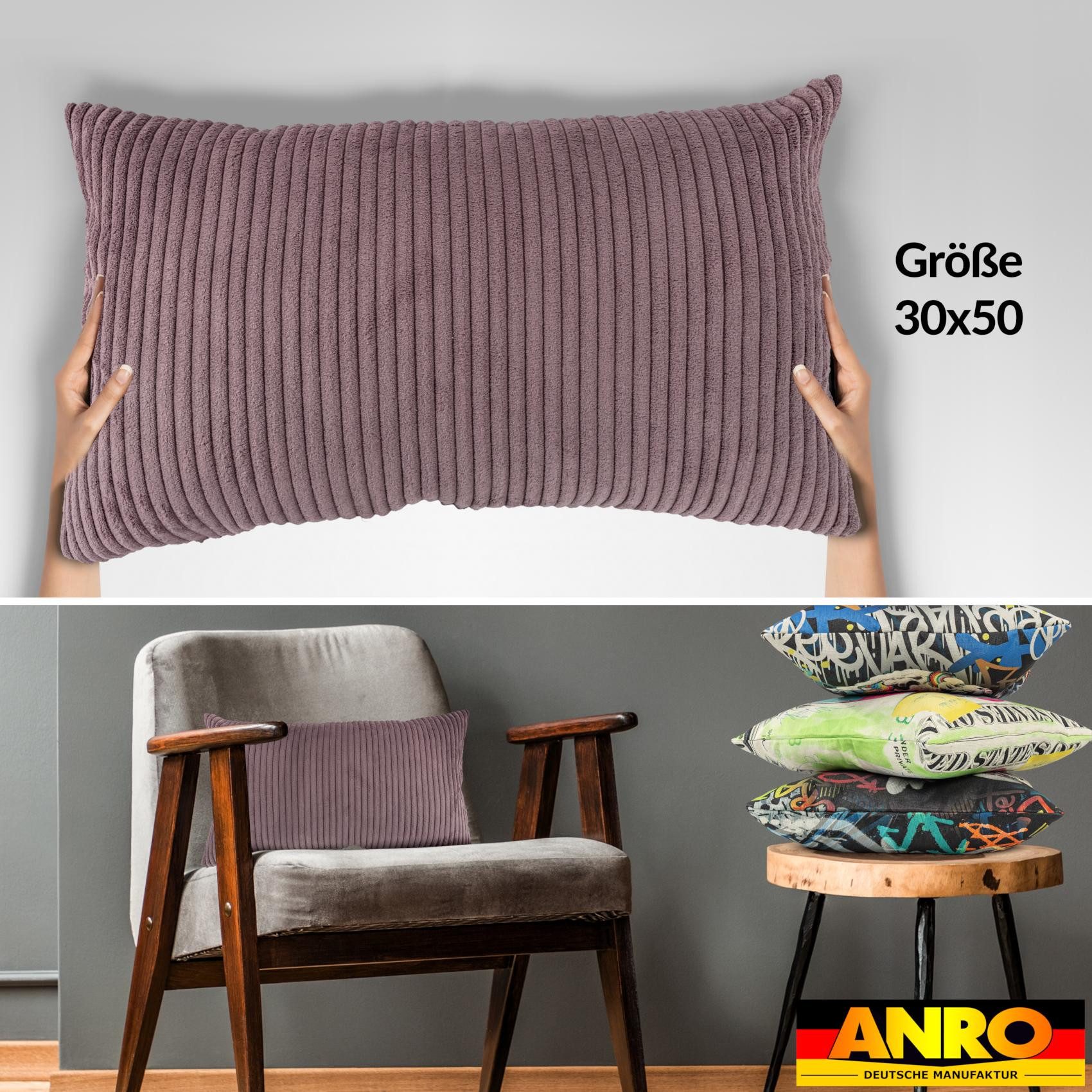 ANRO Dekokissen Kissenhülle MIT oder OHNE Füllung Kissenbezug Zierkissen, Kissenhülle in 30x50cm ohne Füllung Violett – Bild 4 von 5