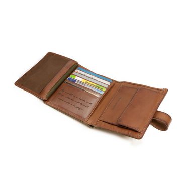 DRAKENSBERG Geldbörse Geldbeutel »Earl« Oliv-Grün, ausgefallene Herren Brieftasche aus Canvas und Leder, viele Fächer