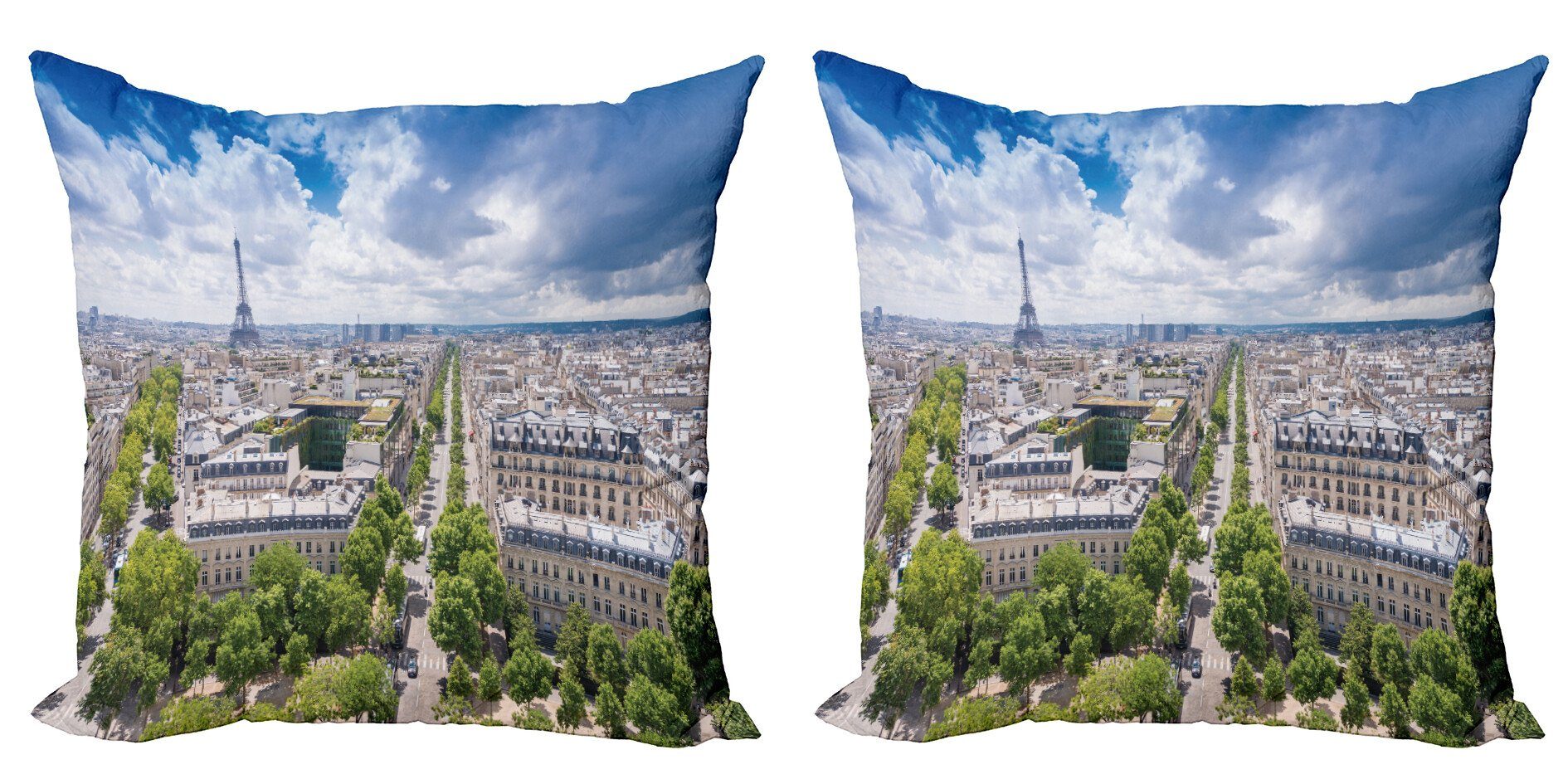 Kissenbezüge Modern Accent Doppelseitiger Digitaldruck, Abakuhaus (2 Stück), Eiffelturm Luftaufnahme Paris | Kissenbezüge