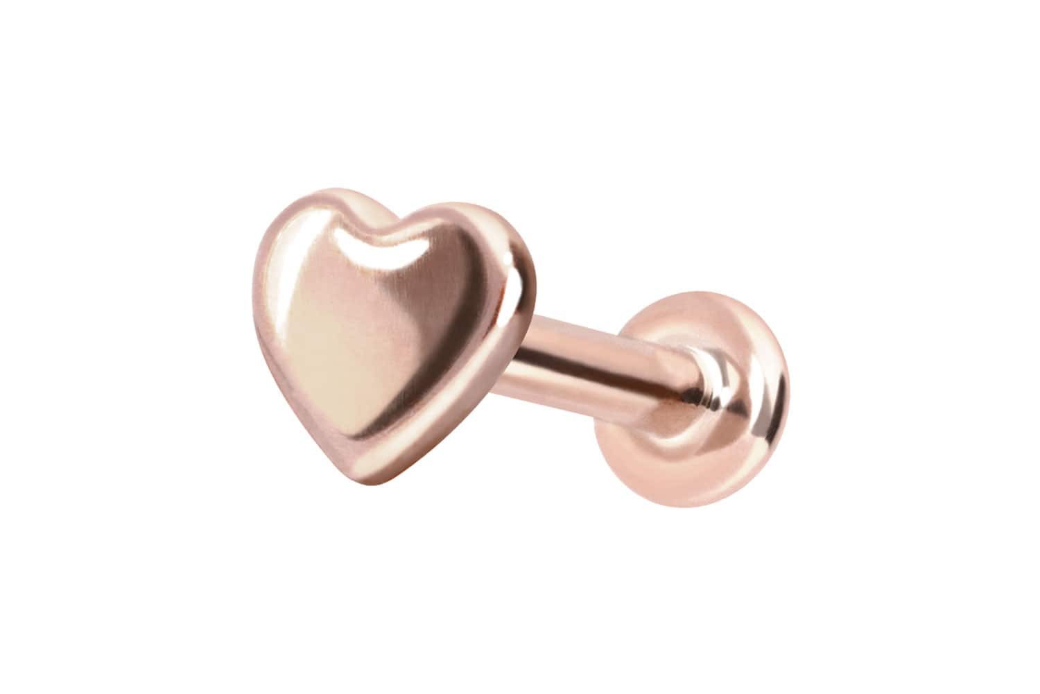 Piercing-Set 14 Karat Gold Labret mit Innengewinde HERZ