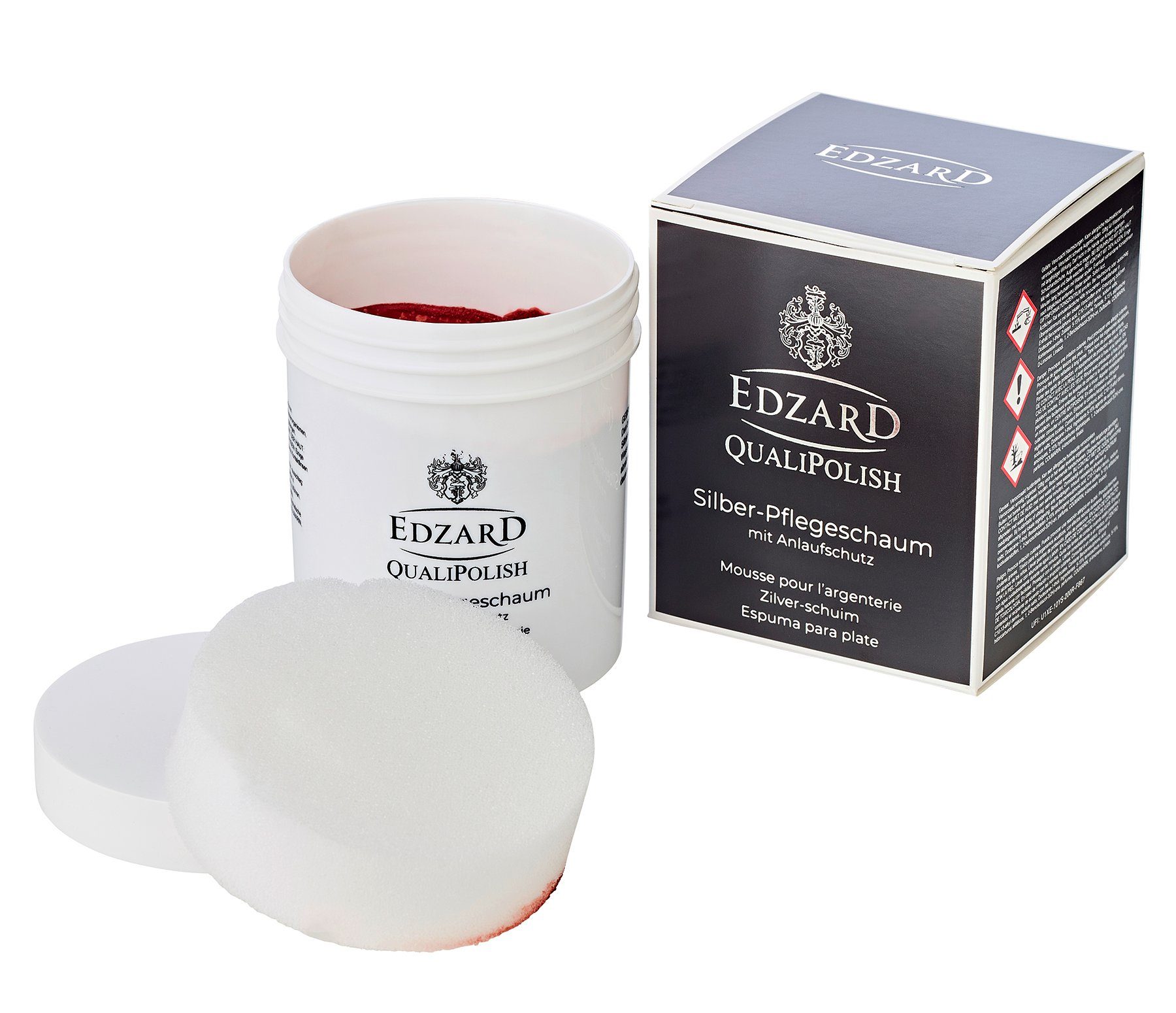 EDZARD Reinigungs-Set QualiPolish® Silber-Pflegeschaum, mit Anlaufschutz, Inhalt 200 Gramm