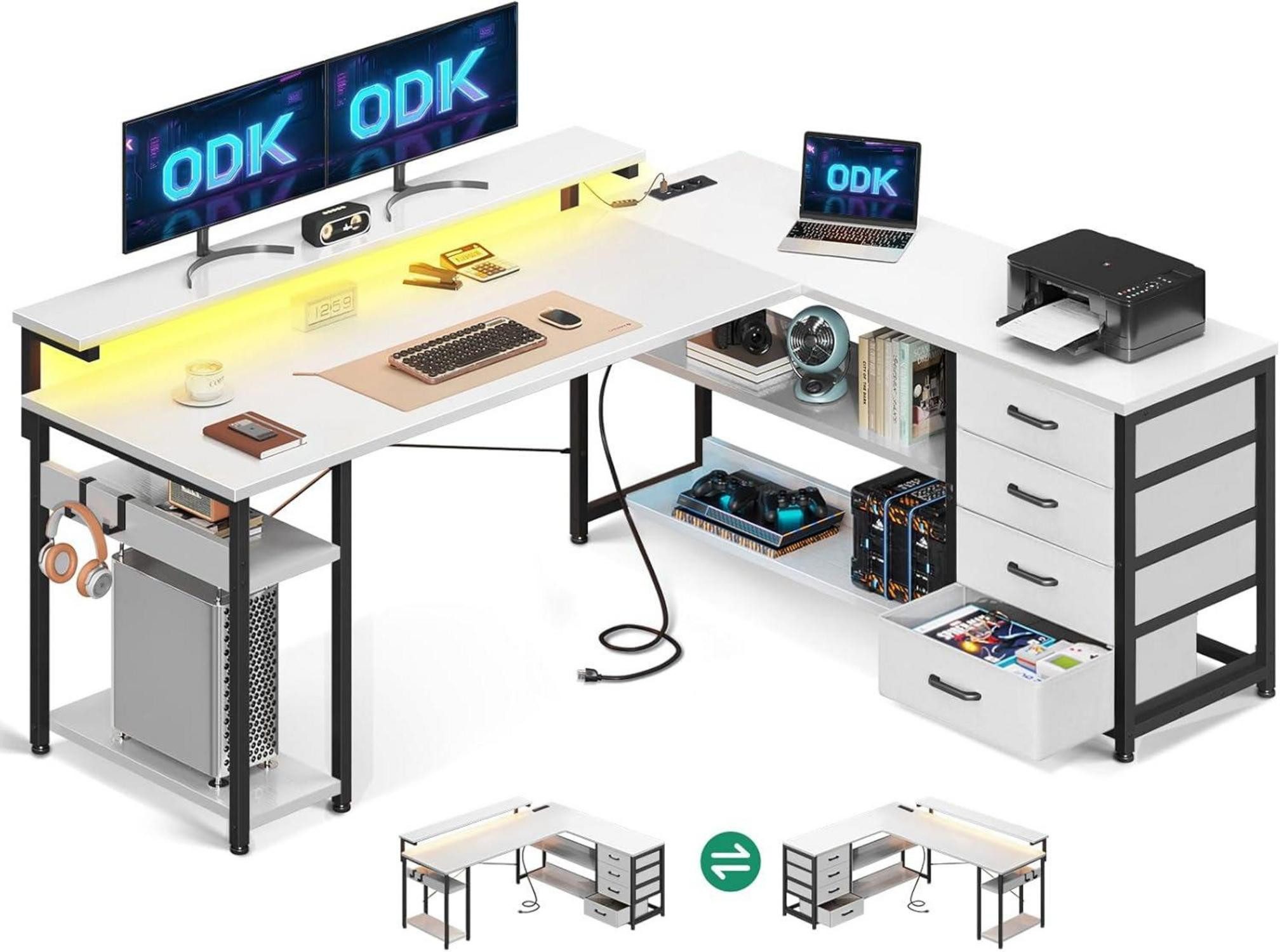 LuxusKollektion Eckschreibtisch Schreibtisch LED USB Ladeanschluss günstig online kaufen