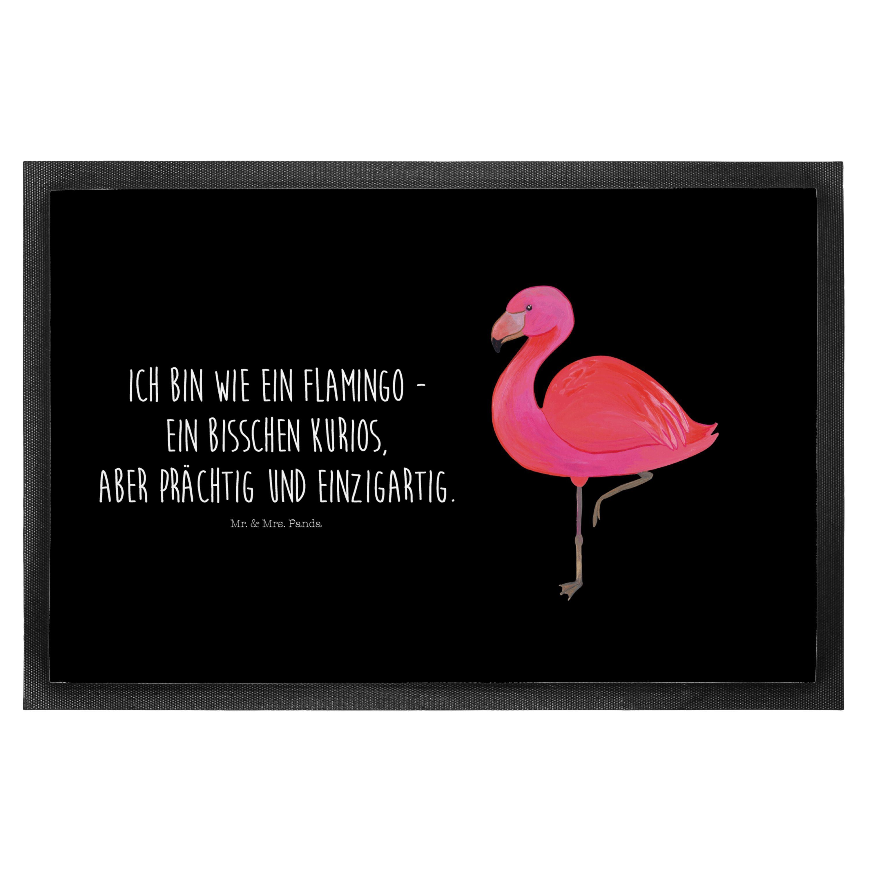 Fußmatte Flamingo classic - Schwarz - Geschenk, glücklich, Haustürmatte, Freun, Mr. & Mrs. Panda, Höhe: 0.6 mm