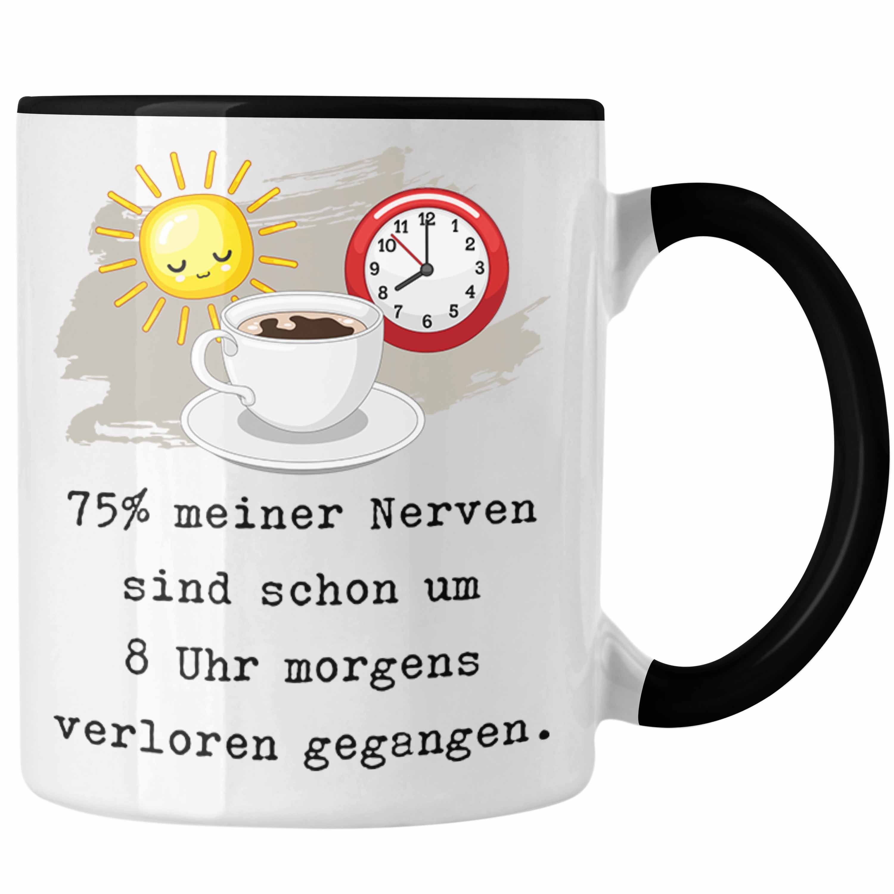 Trendation Tasse Morgenmuffel Tasse Geschenk Genervt Sprüche Kollegin Geschenkidee Arbe Schwarz