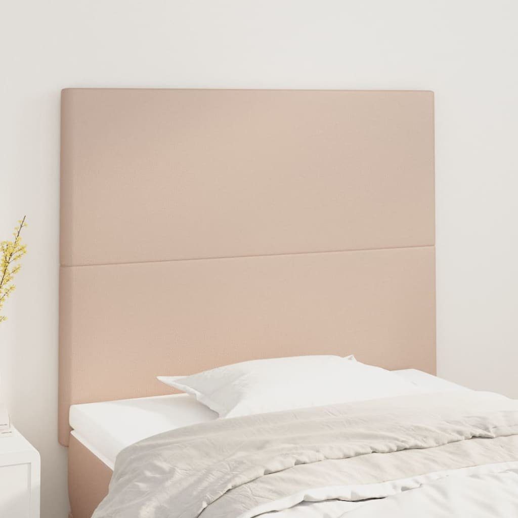 vidaXL Bett Kopfteil Cappuccino 100x5x118/128 cm Kunstleder (1-tlg)