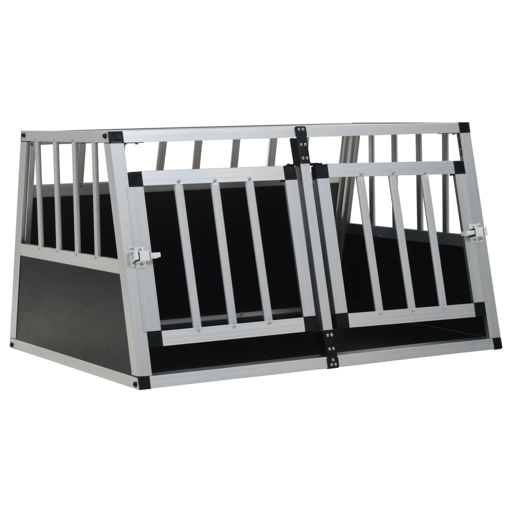 vidaXL Hunde-Transportbox 89 x 69 x 50 cm Hundetransportbox Aluminium Doppeltür 89x69x50 cm für
