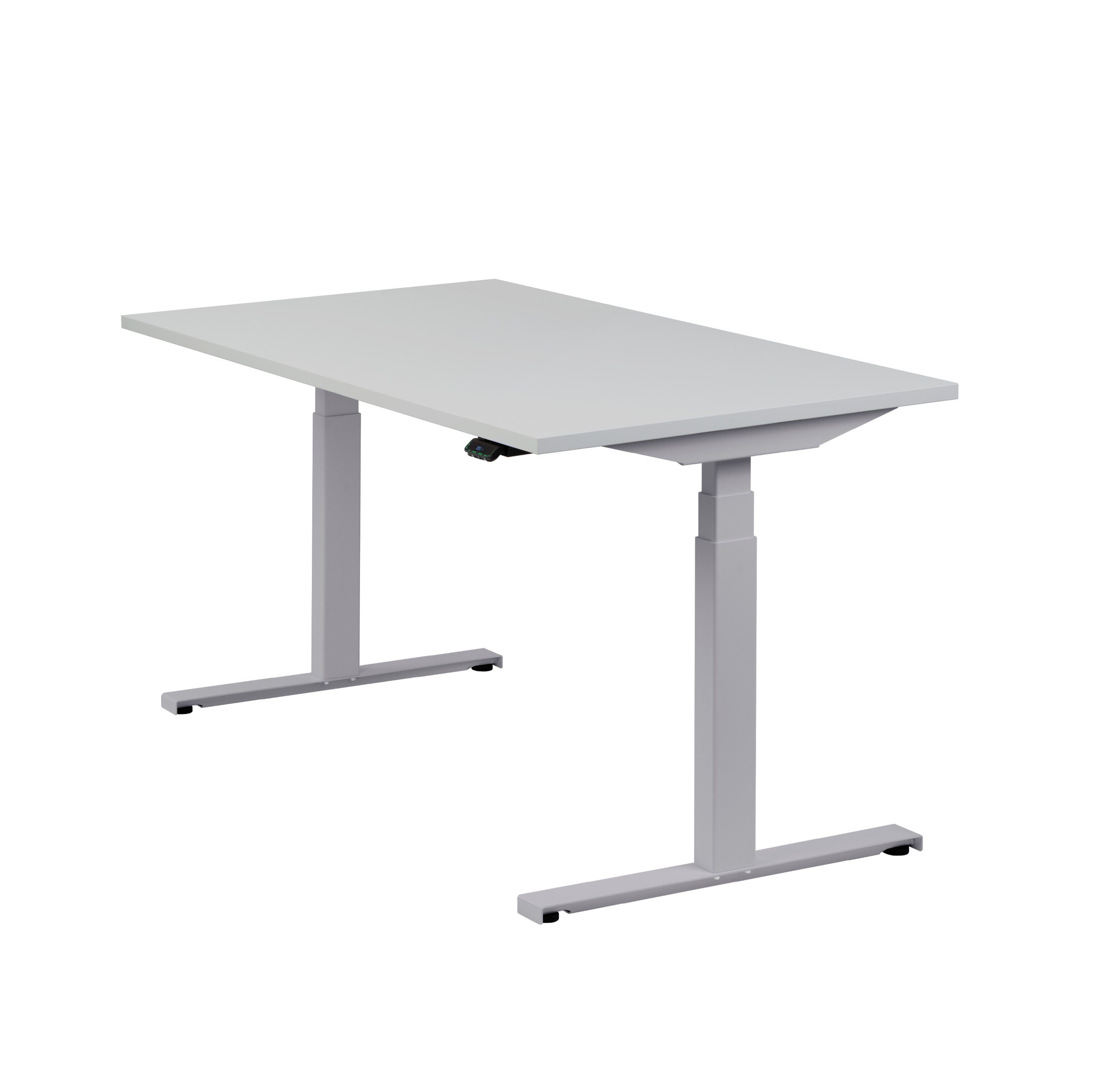 boho office® Schreibtisch Easydesk, Silber elektrisch höhenverstellbar Tischplatte Lichtgrau 140 x 80 cm Silber | Lichtgrau