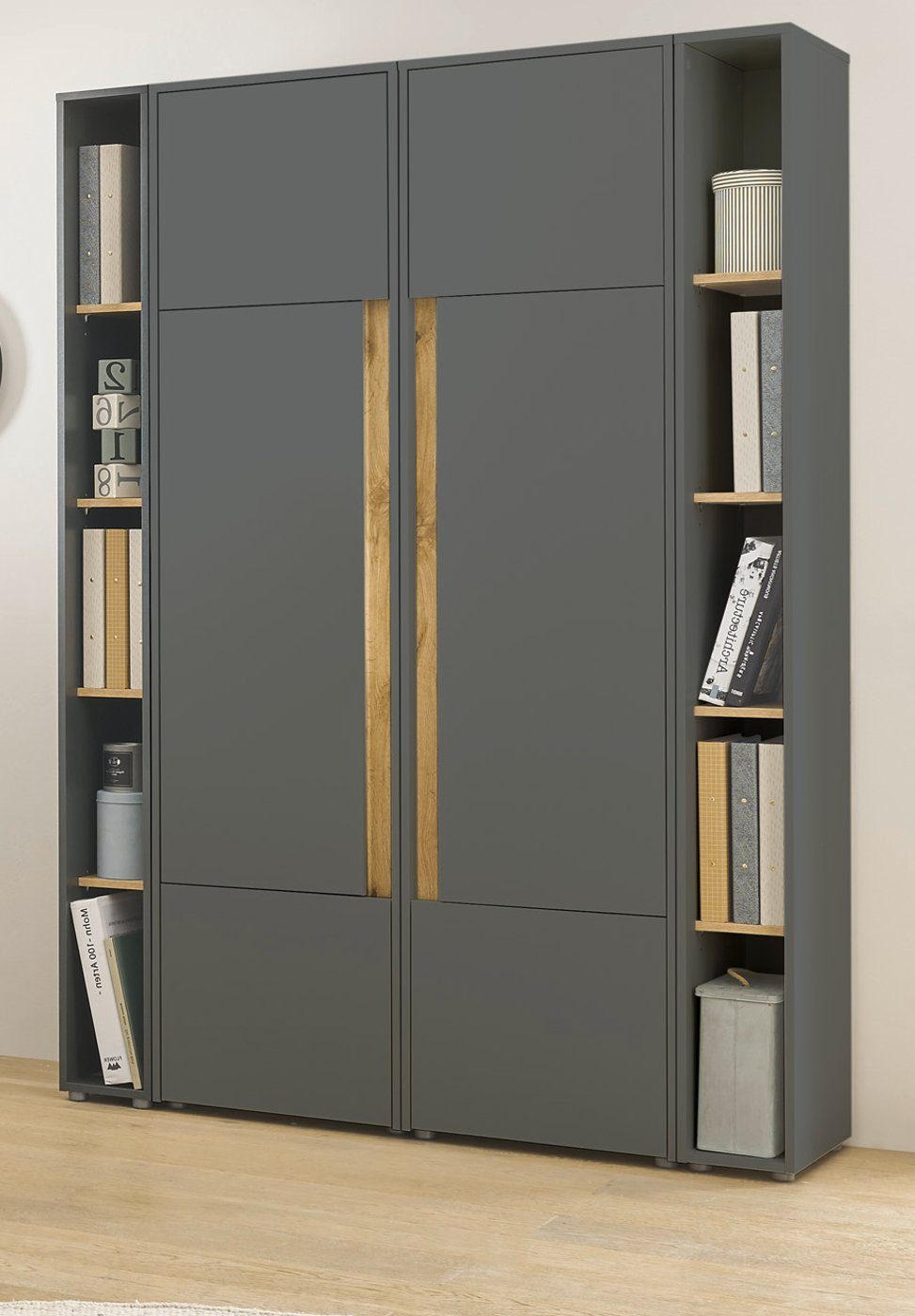 Furn.Design Aktenschrank Center (in matt grau mit Wotan Eiche, Set 4-teilig  140 x 200 cm) mit viel Stauraum | Aktenschränke