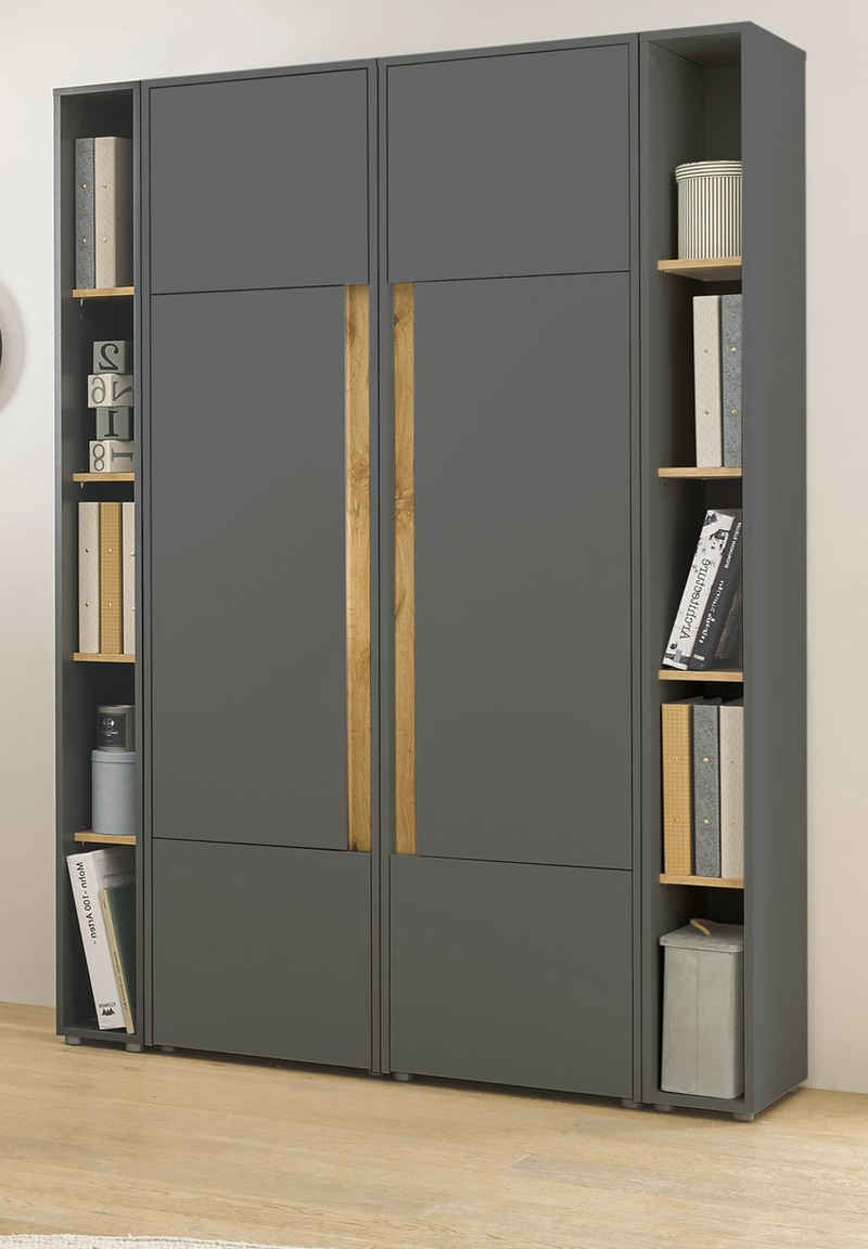 Furn.Design Aktenschrank Center (in matt grau mit Wotan Eiche, Set 4-teilig 140 x 200 cm) mit viel Stauraum