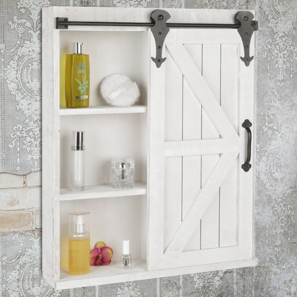 Melko Spiegelschrank Wandregal Spiegelschrank Wandschrank Holz Weiß Schiebe günstig online kaufen