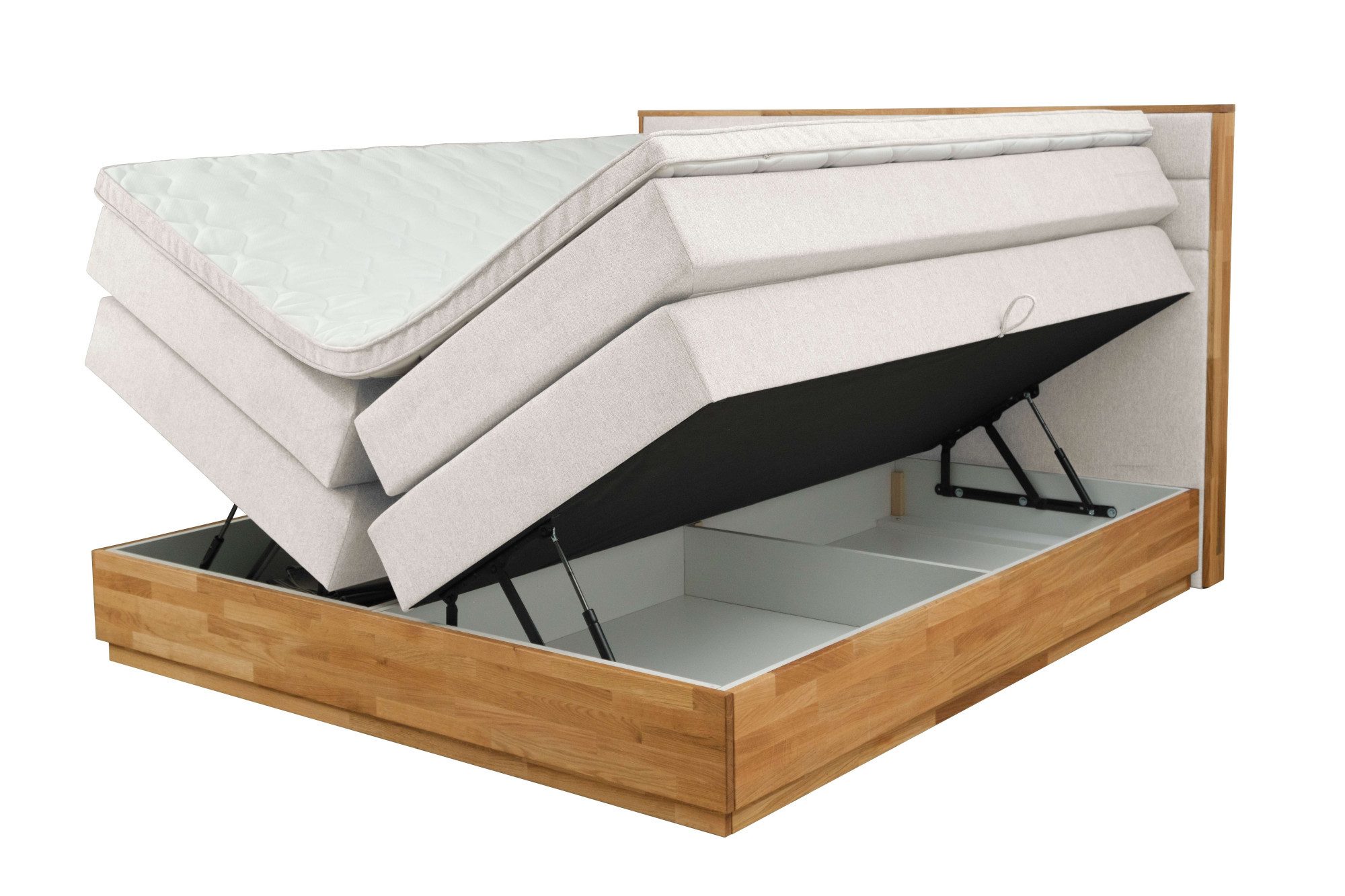 Home affaire Boxspringbett Evelina, Doppelbett, Polsterbett, Komfortbett, 160 & 180 cm, inkl. 6 cm Topper, zwei Bettkästen, Taschen-Federkernmatratze in H3