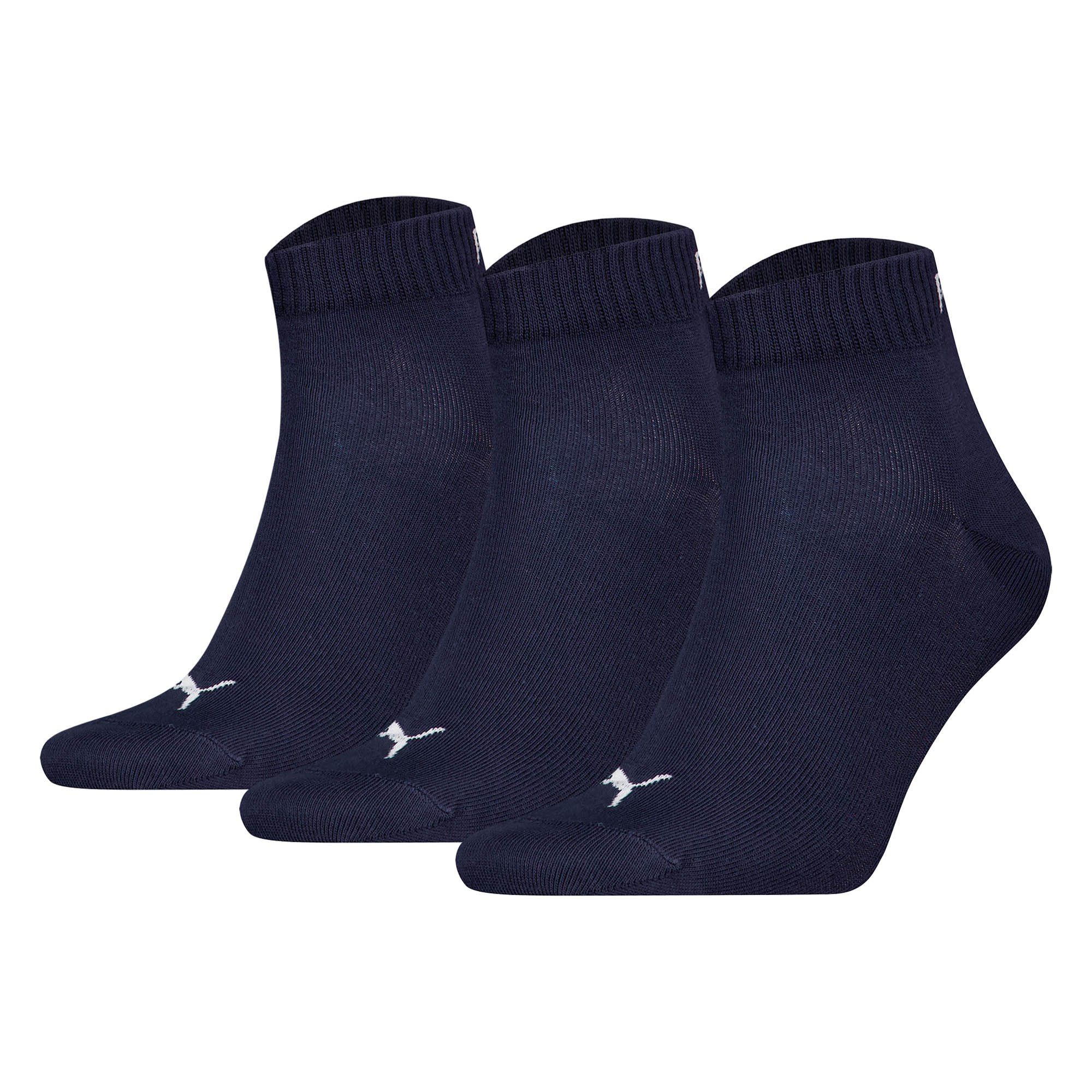 PUMA Kurzsocken Unisex Socken 3er Pack Baumwolle Quarter Plain 3P (Packung, 3er Pack)