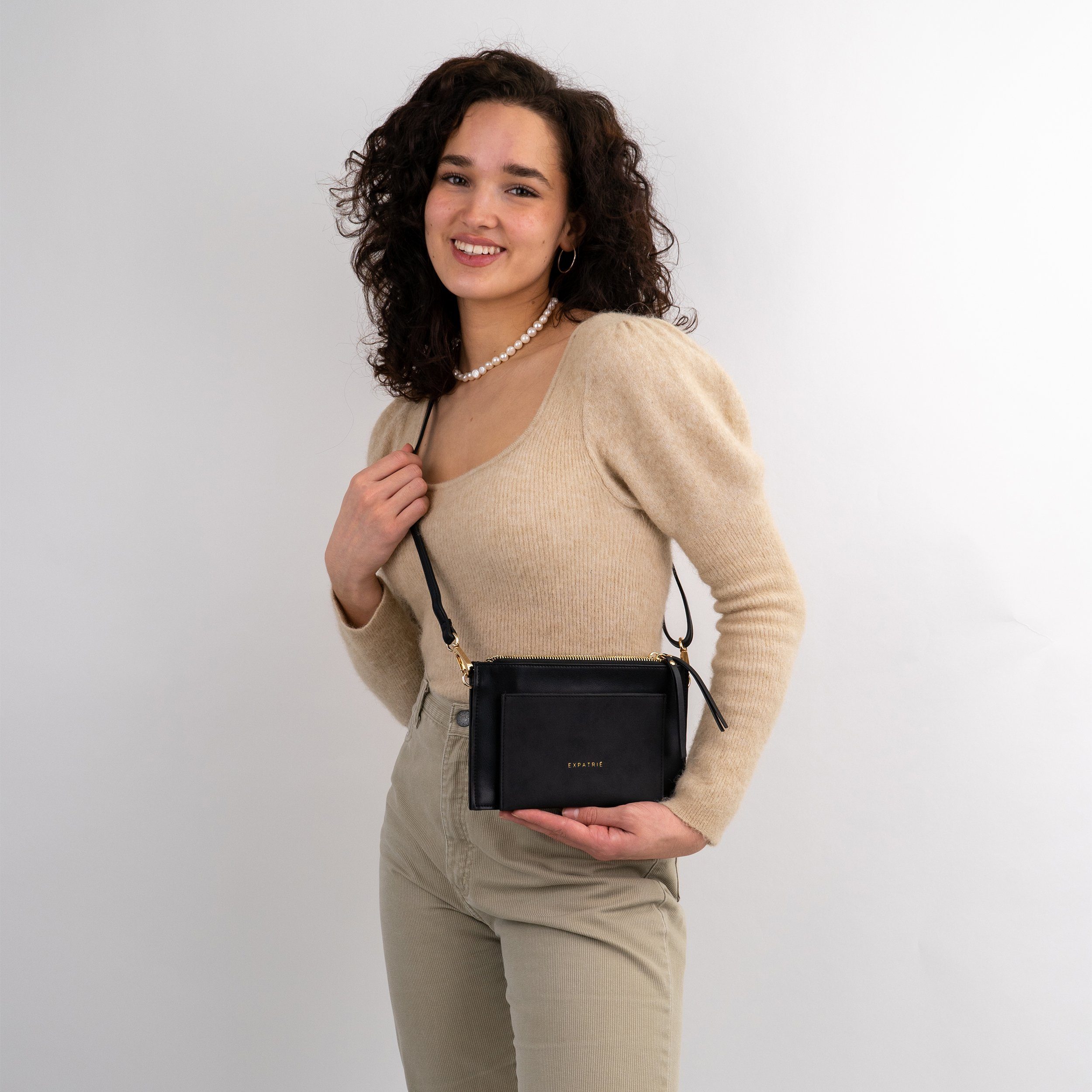 Expatrié Clutch Isabelle Elegante Umhängetasche Damen Handtasche, Hochwertiges Kunstleder, Wasserabweisend