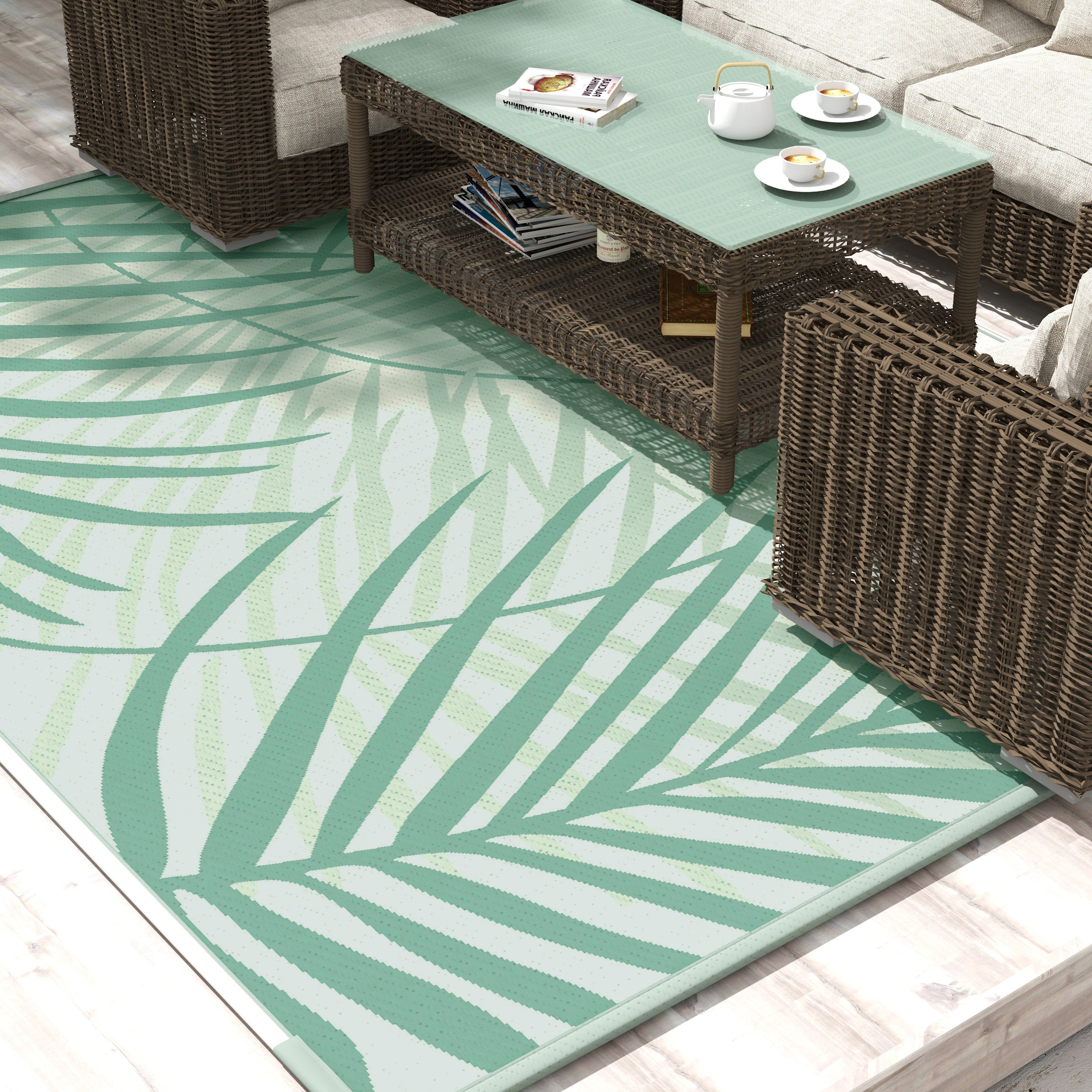 Outsunny Outdoorteppich Wendeteppich Kunststoffteppich mit Tragetasche, günstig online kaufen