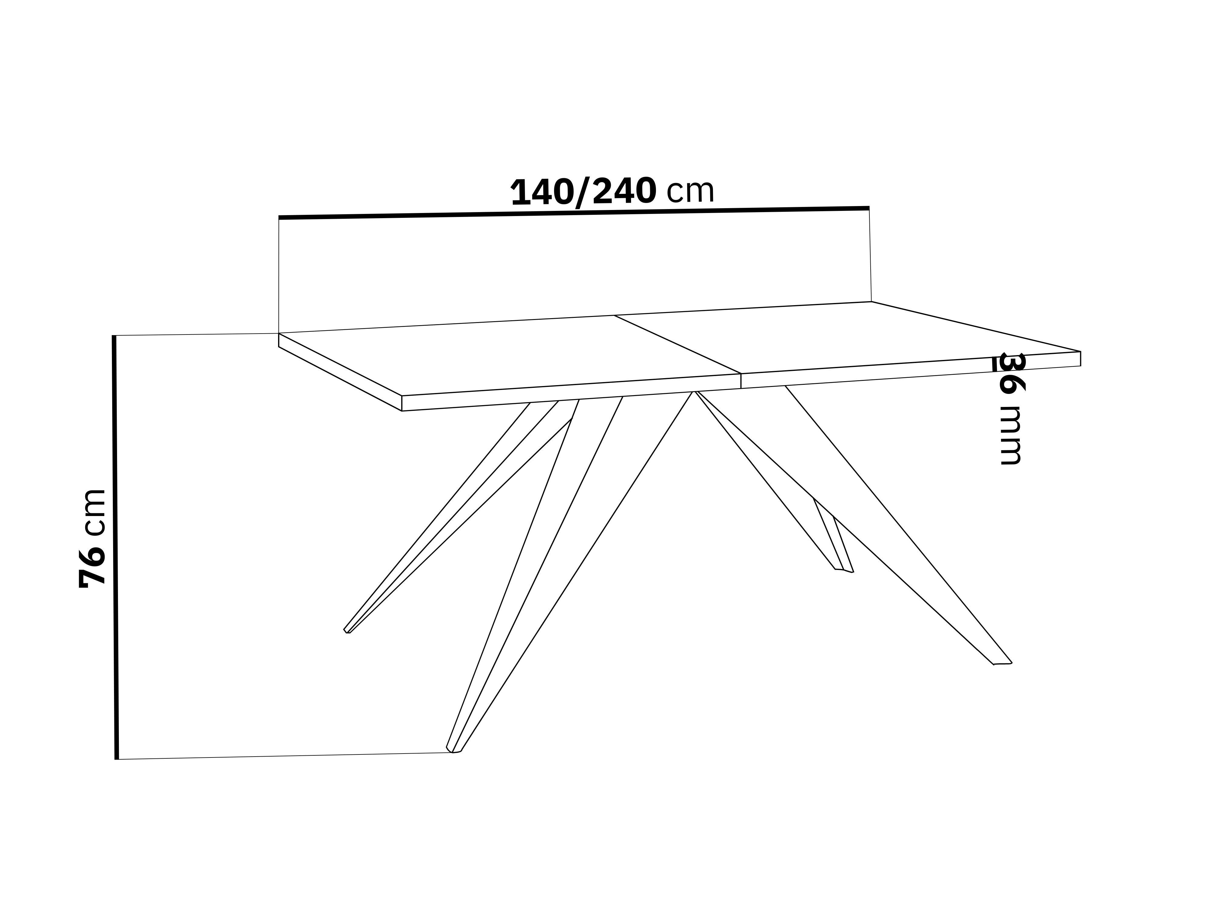 WFL GROUP Esstisch Venus ausziehbar rechteckig mit weißen Metallbeinen (MADE IN EU, erhältlich in zwei Größen – 140/160 cm, ausziehbar auf 240/260 cm), moderner Tisch in Holzoptik für Küche, Esszimmer oder Wohnzimmer