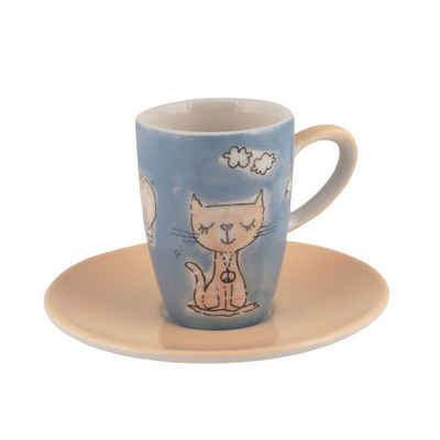 Mila Espressotasse Mila Keramik Espresso-Tasse mit Untere Katze Daydream, Keramik