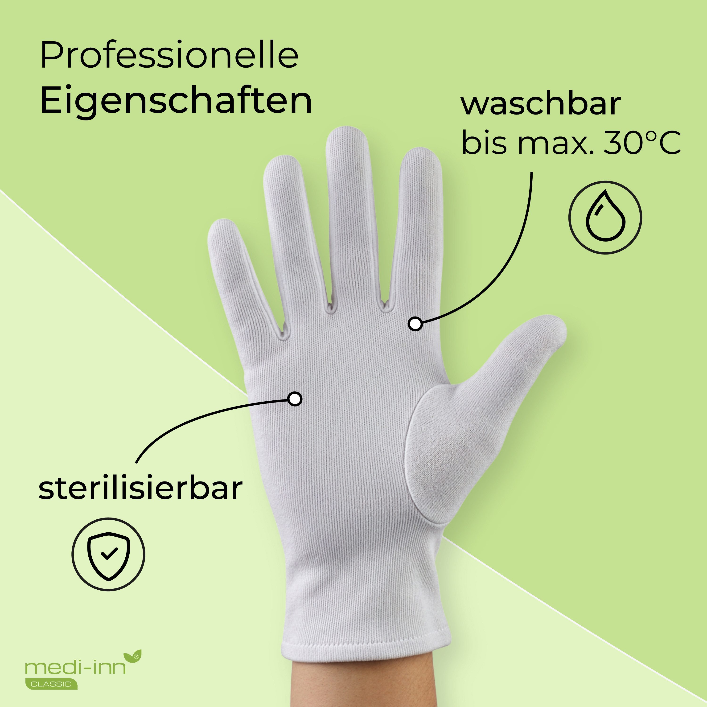 Medi-Inn CLASSIC Baumwollhandschuhe Trikot, reinweiß, atmungsaktiv, 100 % Baumwolle atmungsaktiv – Bild 3 von 5