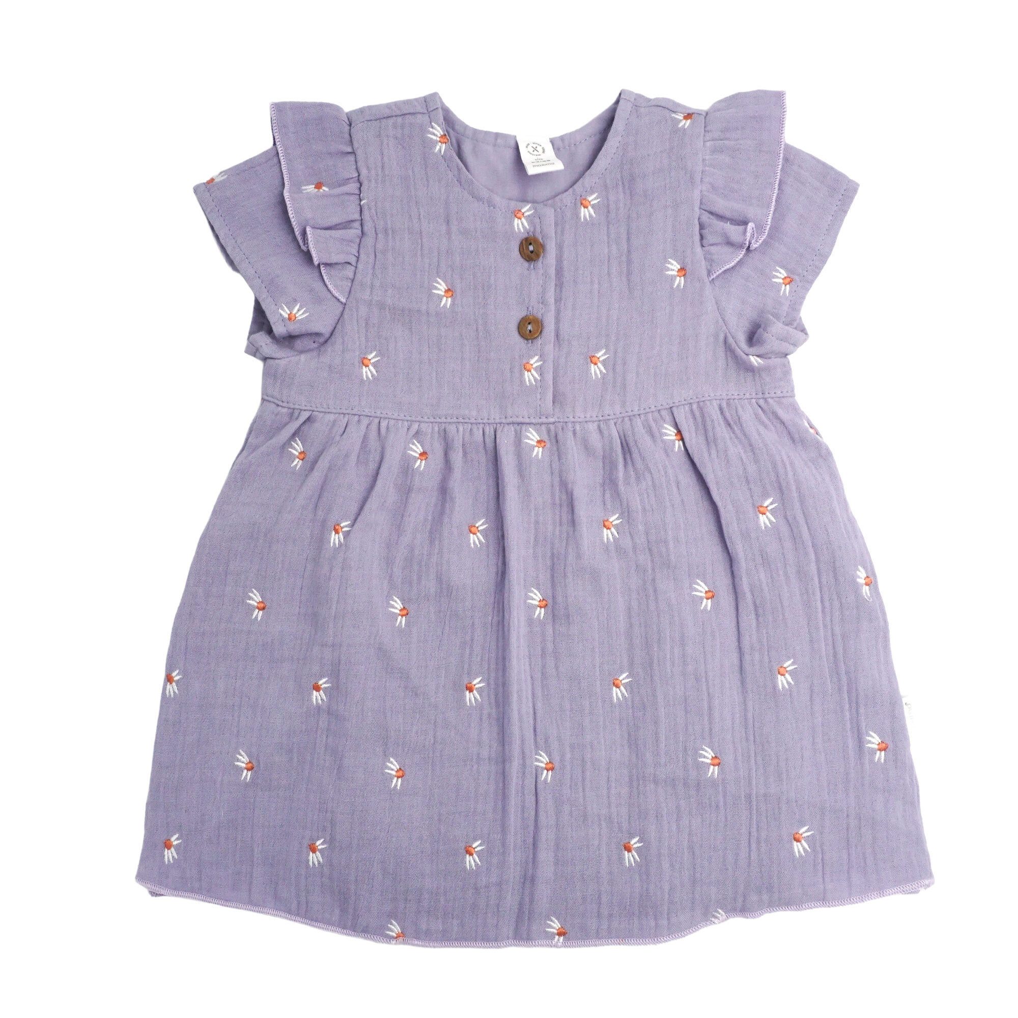 MAXIMO Sommerkleid GOTS BABY GIRL-Kleid, Kurzarm Musselinstoff bestickt, Futter (1-tlg)
