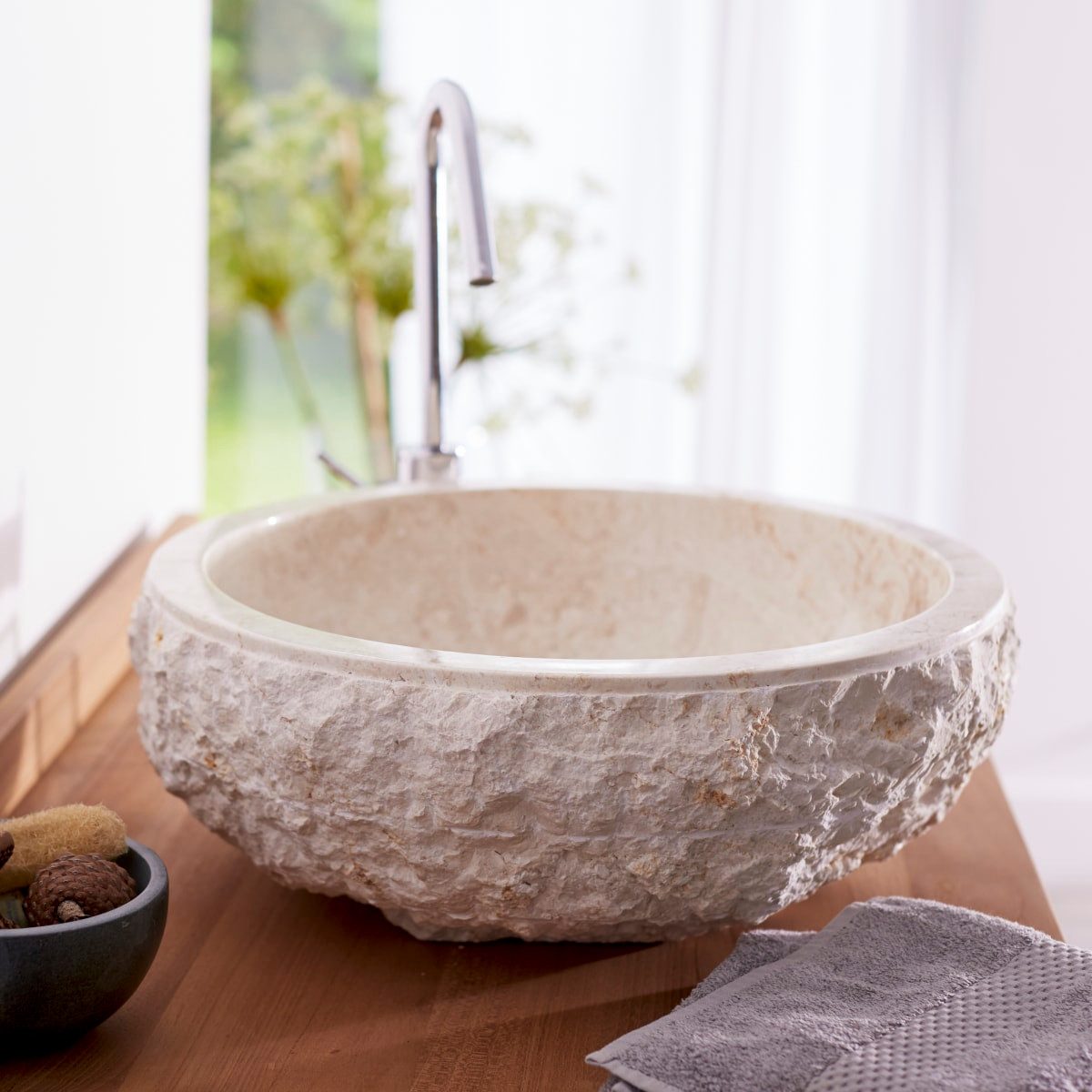 Tikamoon Waschbecken Waschbecken aus Marmor Scrula cream günstig online kaufen