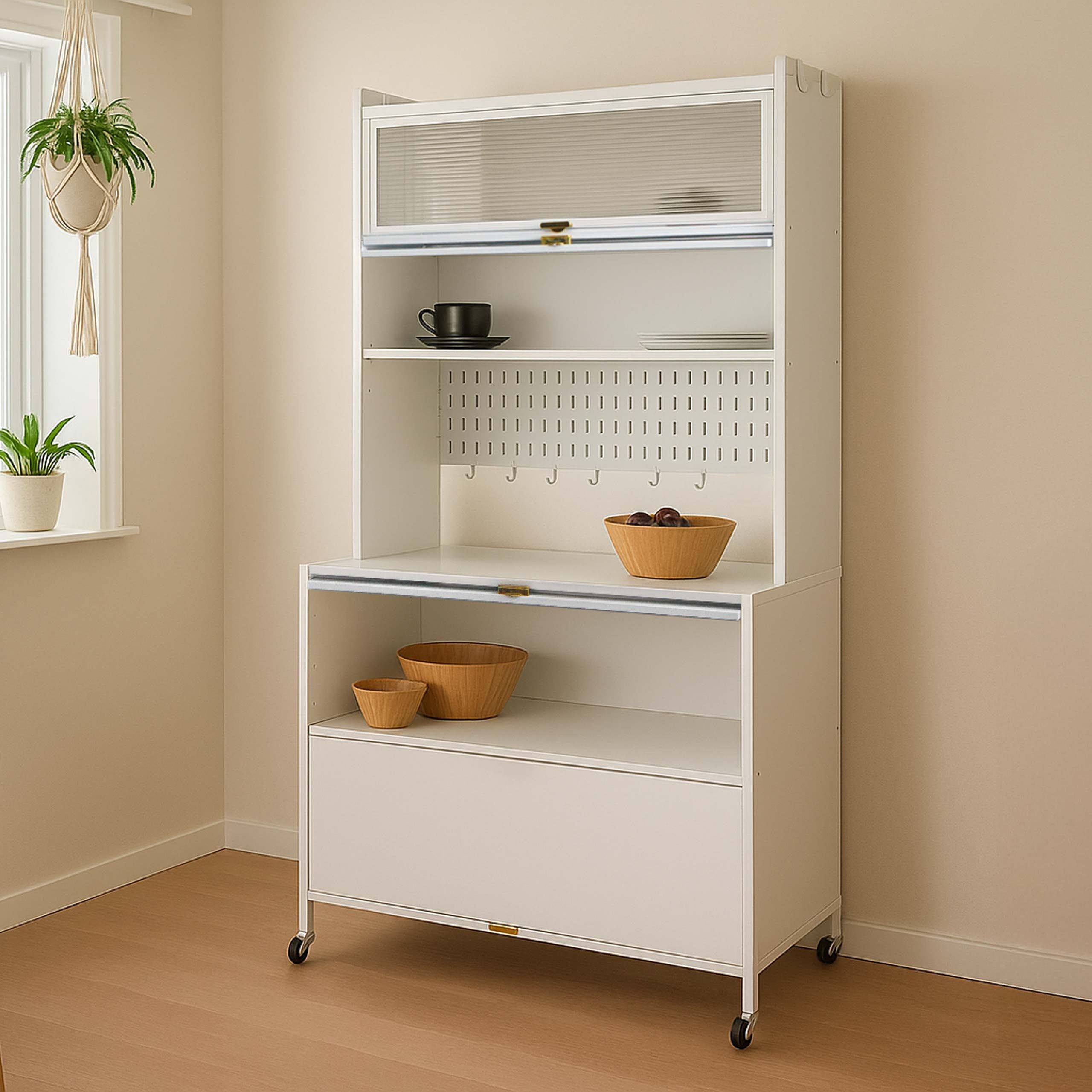 MCW Küchenbuffet MCW-O53 Schrankfächer mit Einschubtüren (Einschub nach oben)