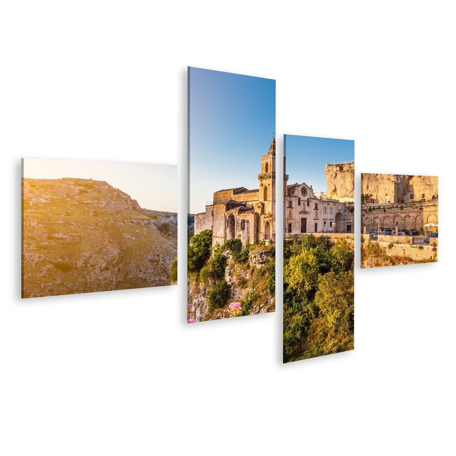 Leinwandbild Bild auf Leinwand Antike Stadt Matera Bei Sonnenaufgang Basilikata Süd