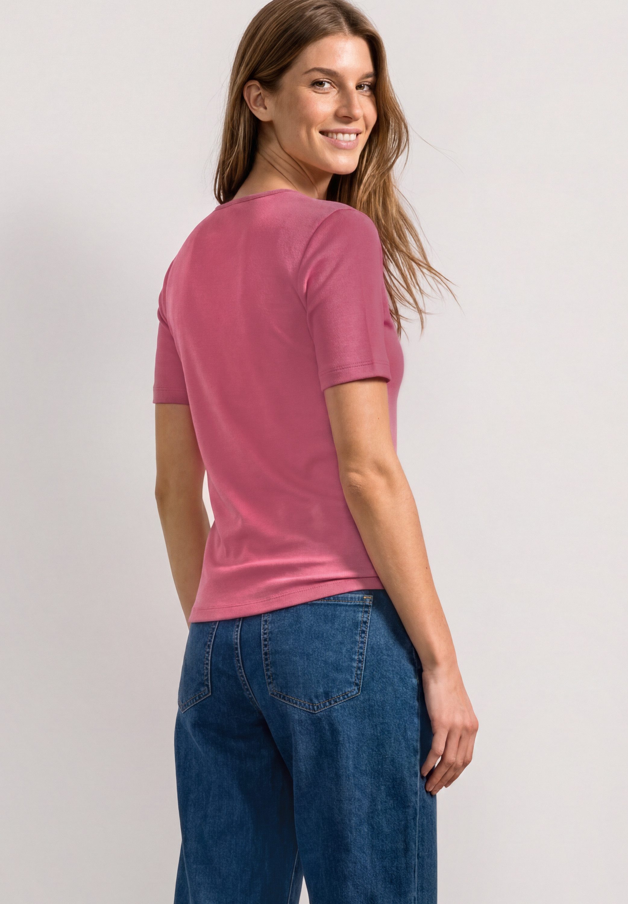 STREET ONE Kurzarmshirt Style Ada Sommershirt mit Herz-Ausschnitt