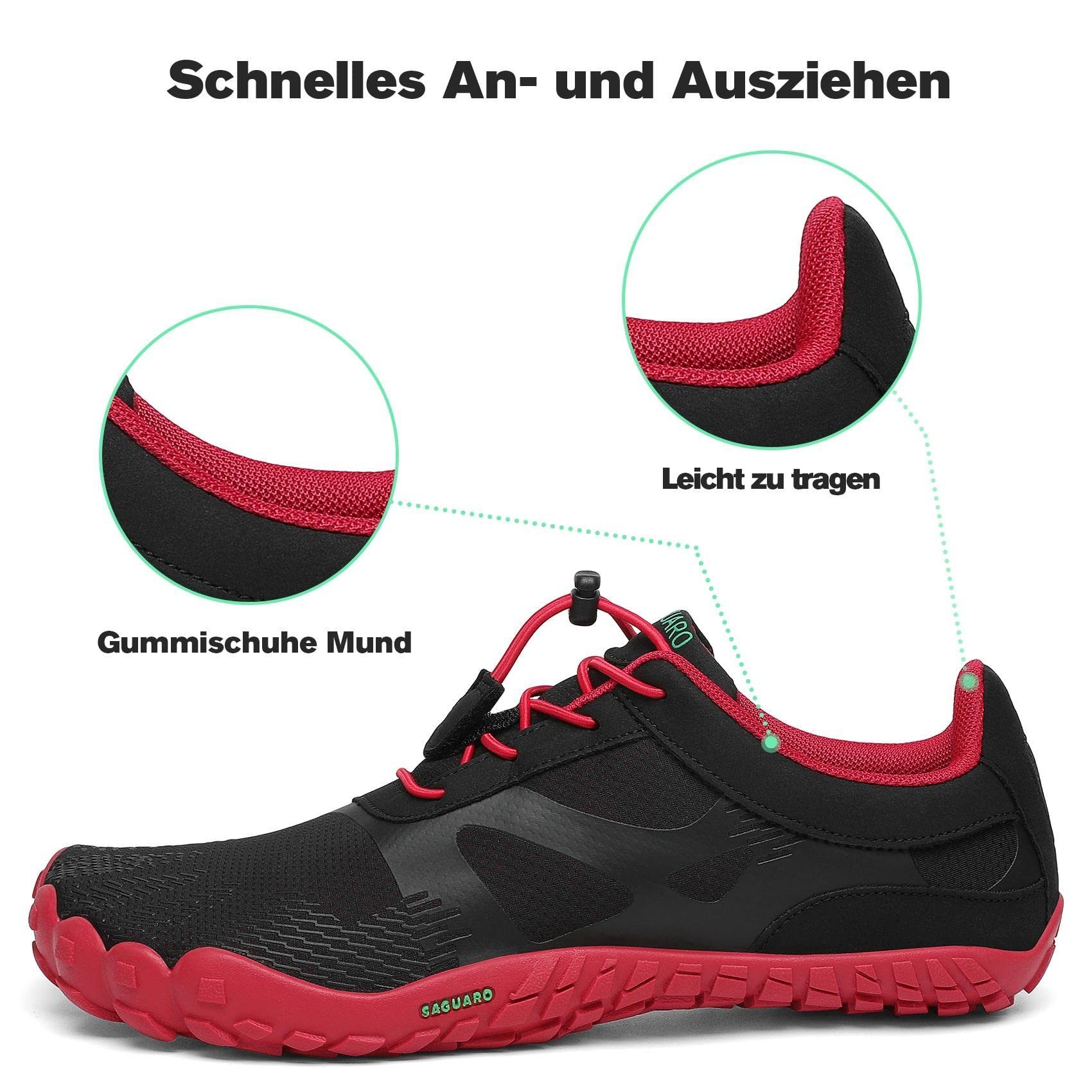 Laufschuhe atmungsaktiv, Trail-Running SAGUARO Sneaker leicht, Minimalschuhe rutschfest) Barfußschuh (bequem, Sport-Schuhe Jogging 054 Rot