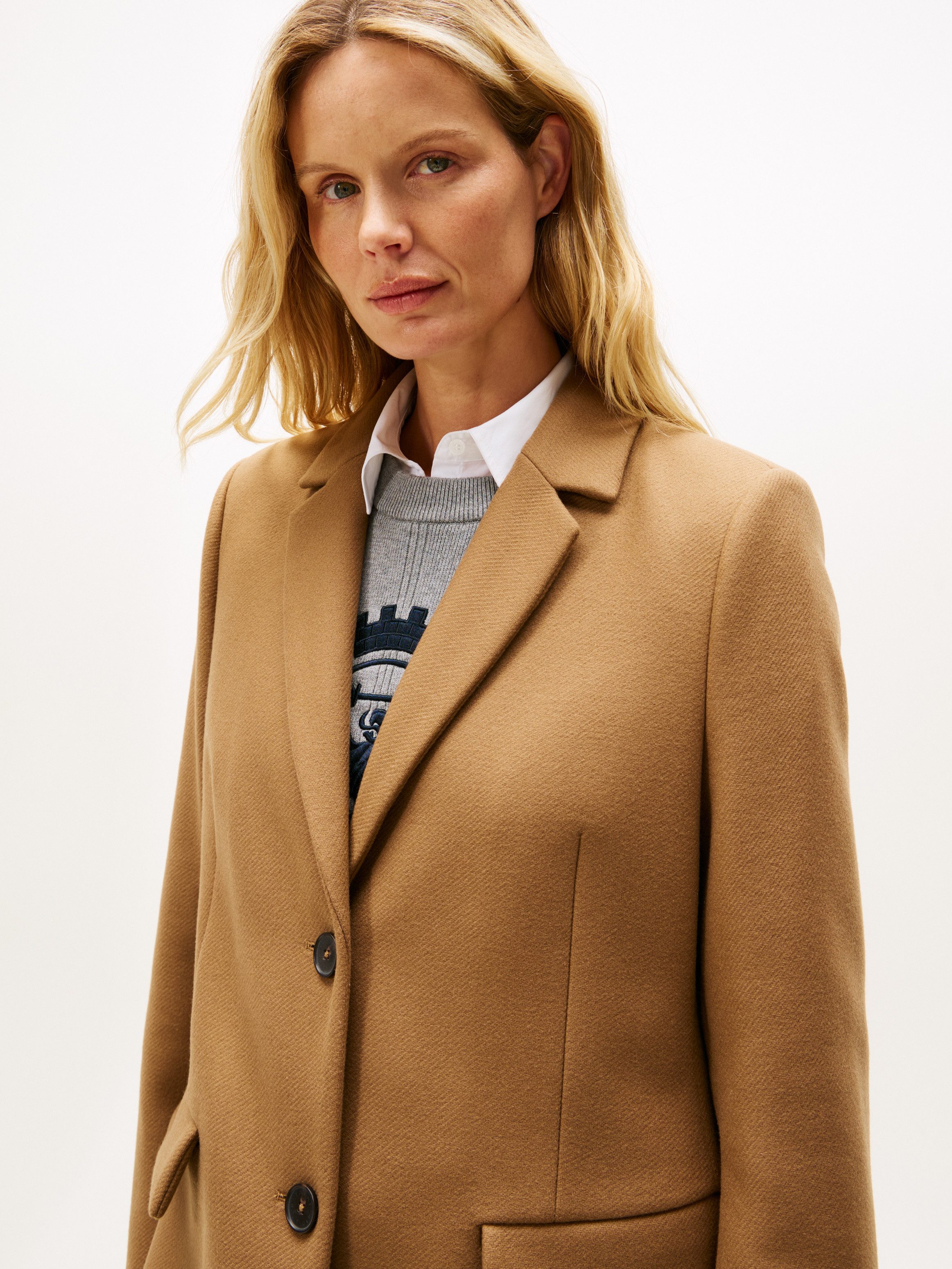 Tommy Hilfiger Langmantel CLASSIC SB WOOL REG COAT mit Wolle und Kaschmiranteil