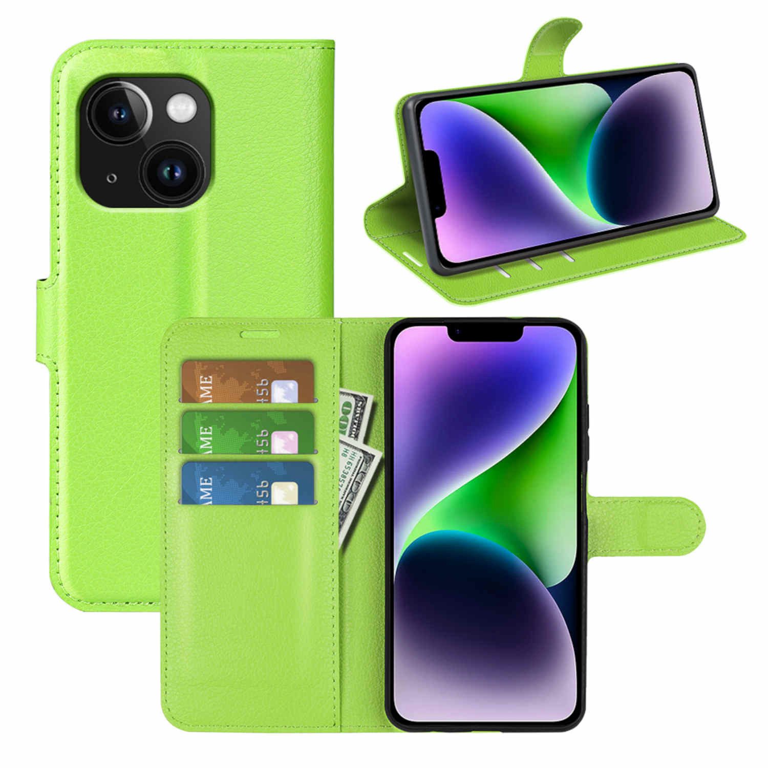 Wigento Handyhülle Für Apple iPhone 15 Handy Tasche Wallet Premium Schutz Hülle Case