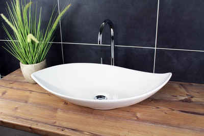 Arnusa Aufsatzwaschbecken modernes Design Waschbecken Keramik (Waschbecken), 66,5 x 40 cm länglich Weiß