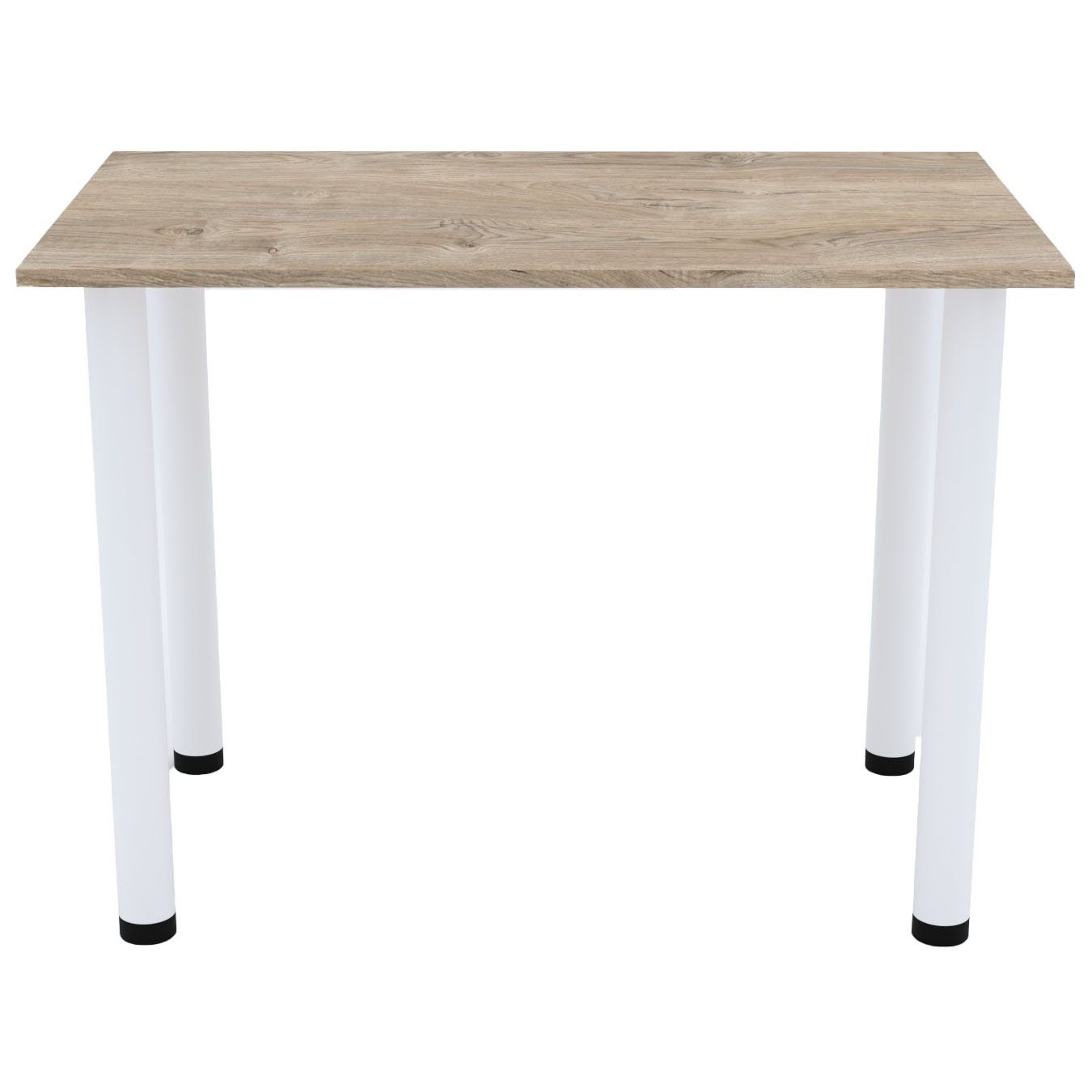 AKKE Esstisch, Esszimmertisch mit Eiche weißen Küchentisch Bürotisch 2mm Brunico PVC Beinen