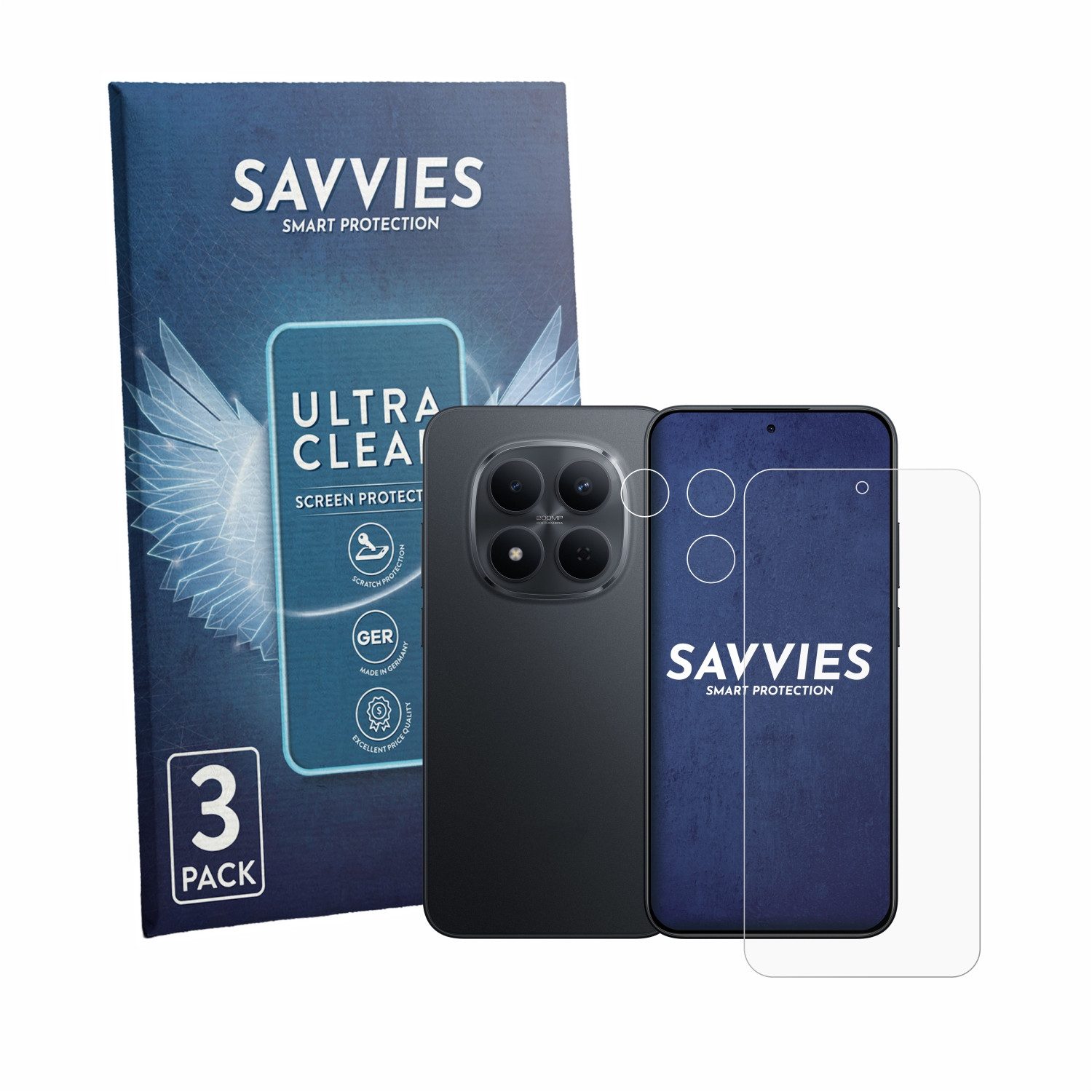Savvies Displayschutzfolie Schutzfolie für Xiaomi Redmi Note 15 Pro 5G (Display+Kamera), 6 Stück, Displayschutz Schutz Folie Klar Transparent
