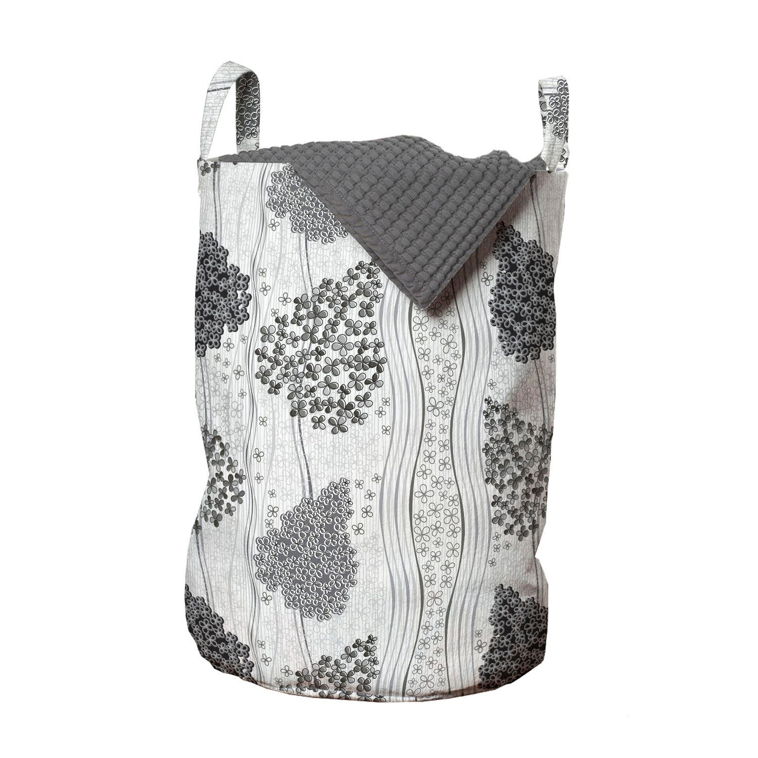 Abakuhaus Wäschesäckchen Wäschekorb mit Griffen Kordelzugverschluss für Waschsalons, Geometrisch Blumen und Curly Stripes