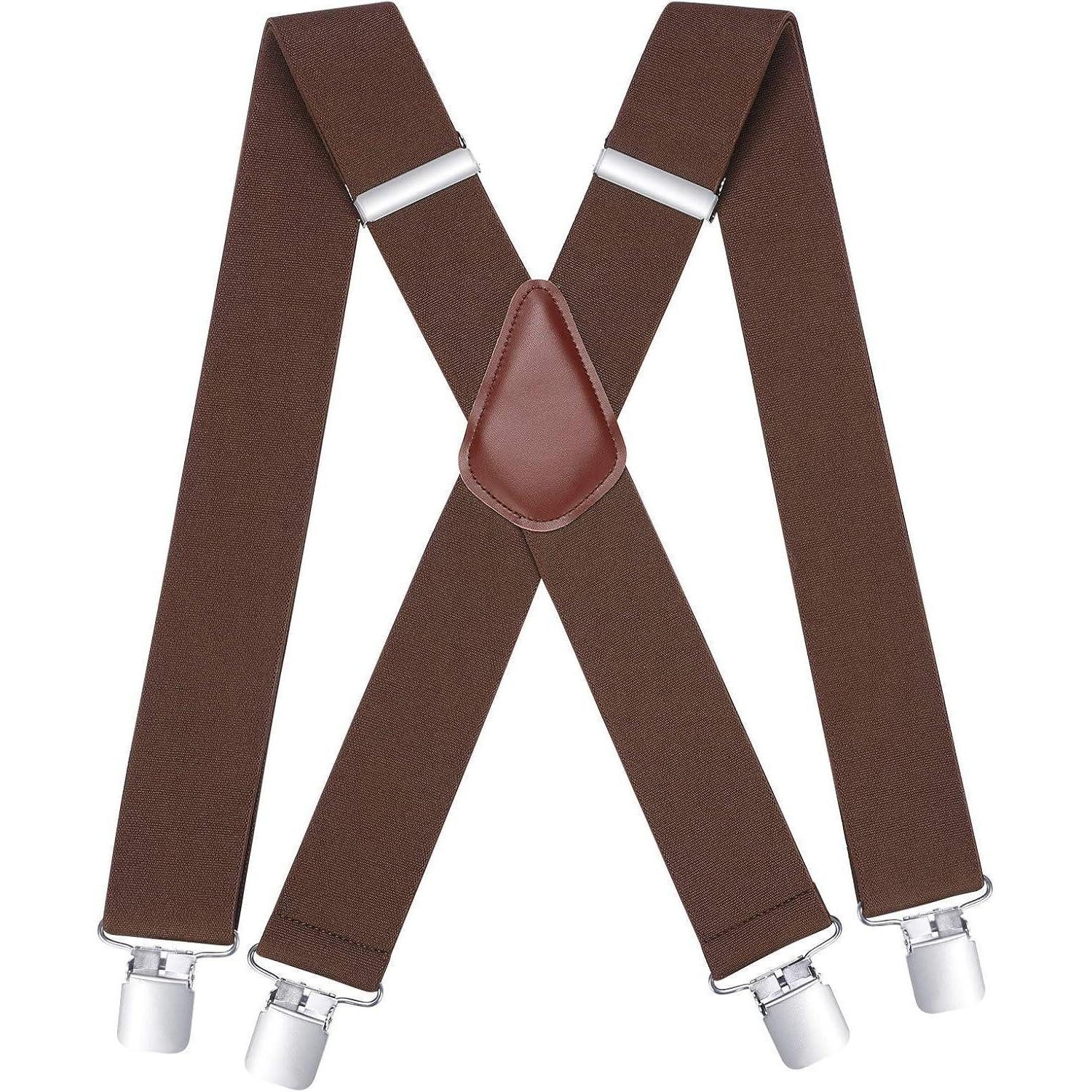 Hosenträger Hosenträger Herren 5cm 4 Metallclips X Form Braun Einheitsgröße
