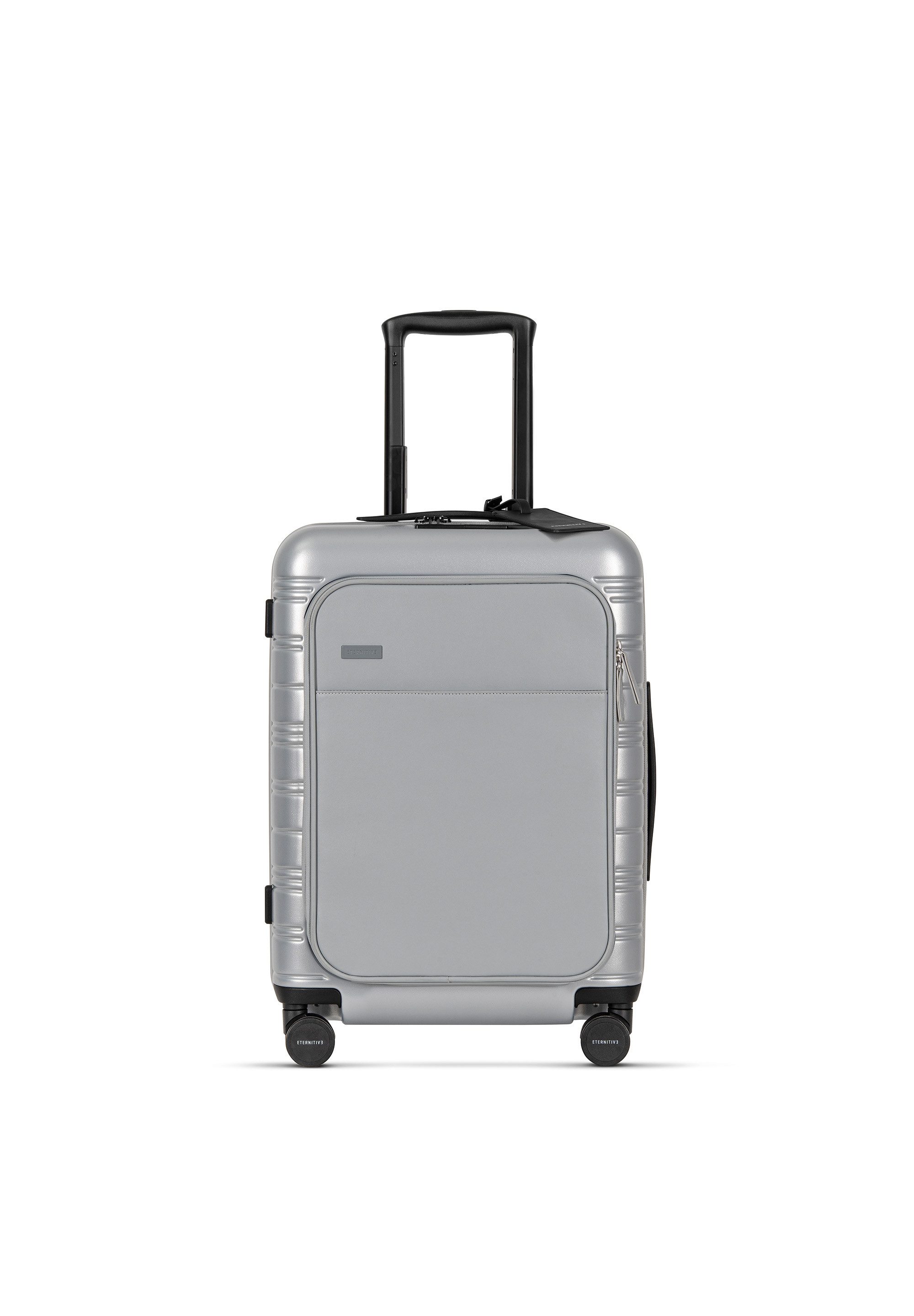 ETERNITIVE Handgepäckkoffer Cabin E+, 4 Rollen, Premium-Kabinenkoffer 40L schwarz aus Polycarbonat mit Powerbank