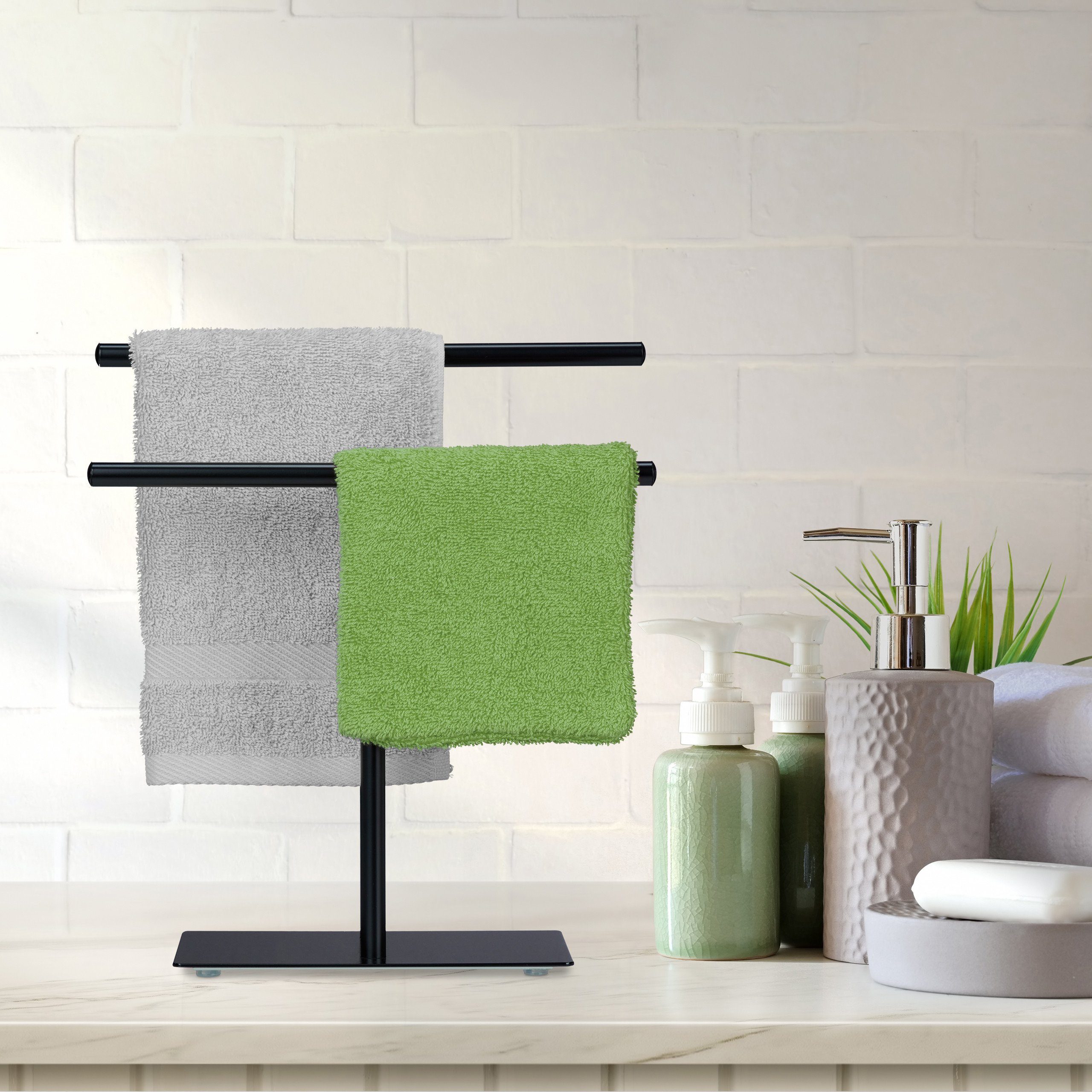 relaxdays Handtuchhalter Zweiarmiger Handtuchständer günstig online kaufen