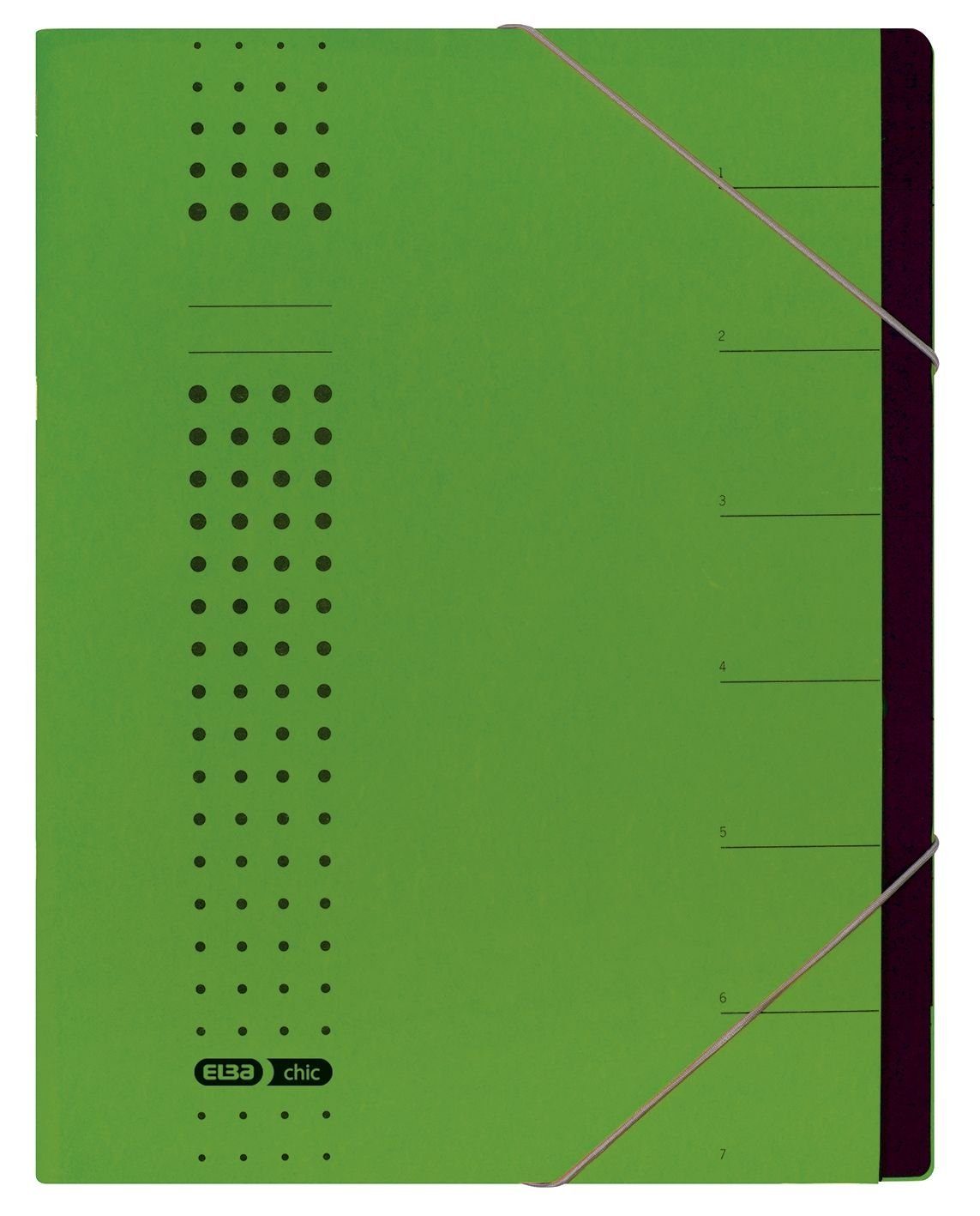 ELBA Fächermappe Ordnungsmappe chic - 7 Fächer, A4, Karton (RC), 450 g/qm, grün