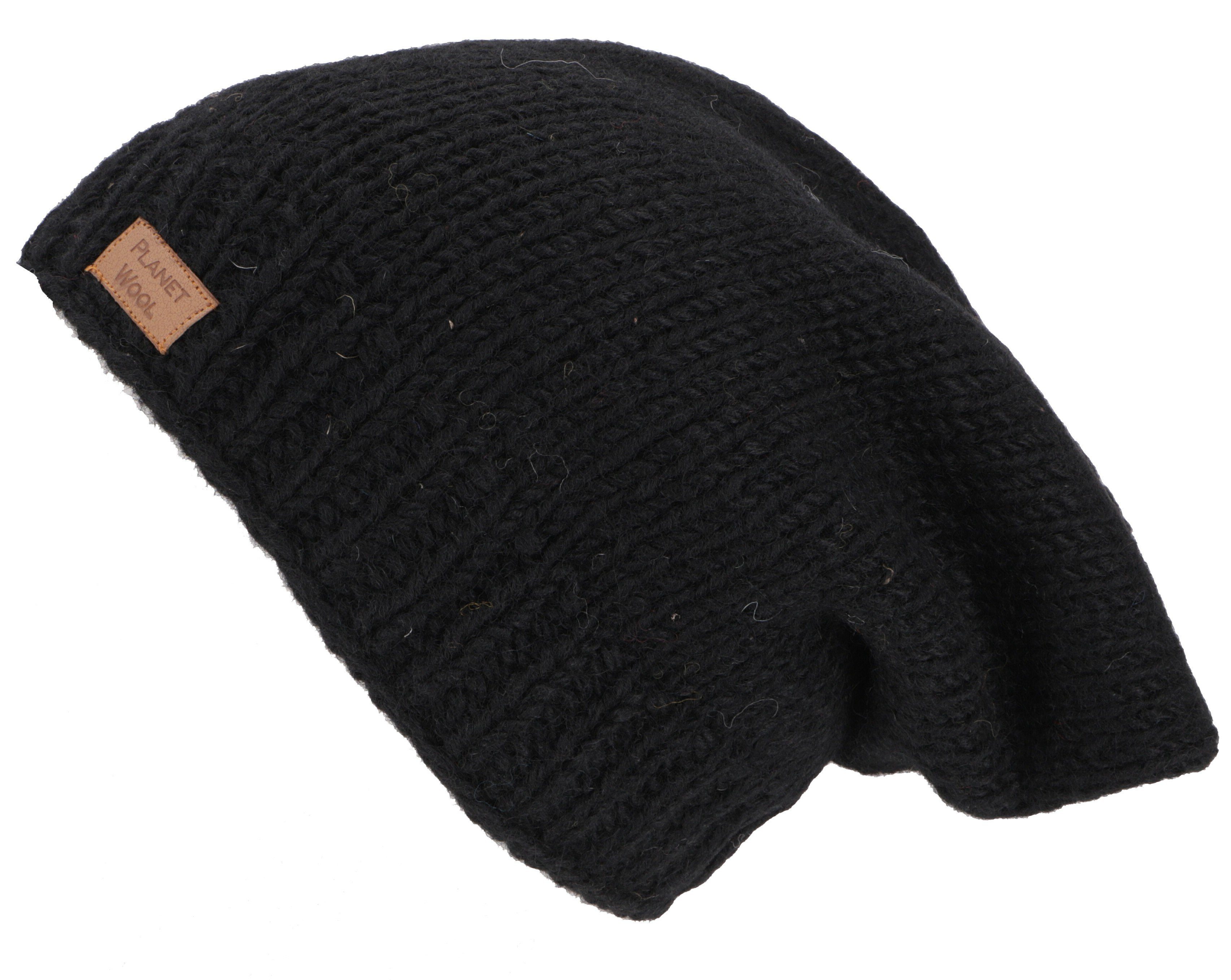 Guru-Shop Strickmütze Beanie Mütze, Strickmütze, Nepalmütze,.. schwarz